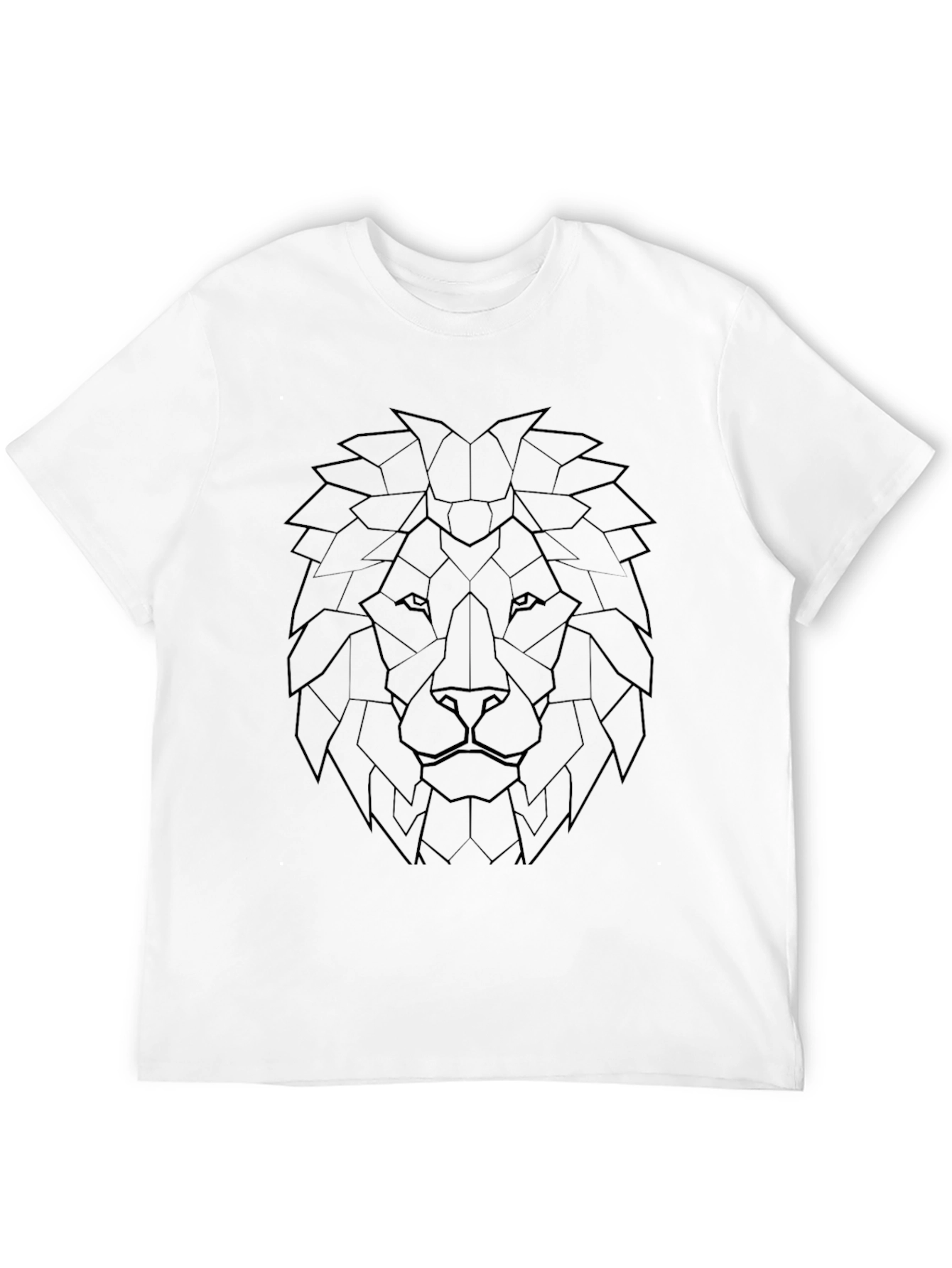 Geometric Lion Graphic Tee - Black