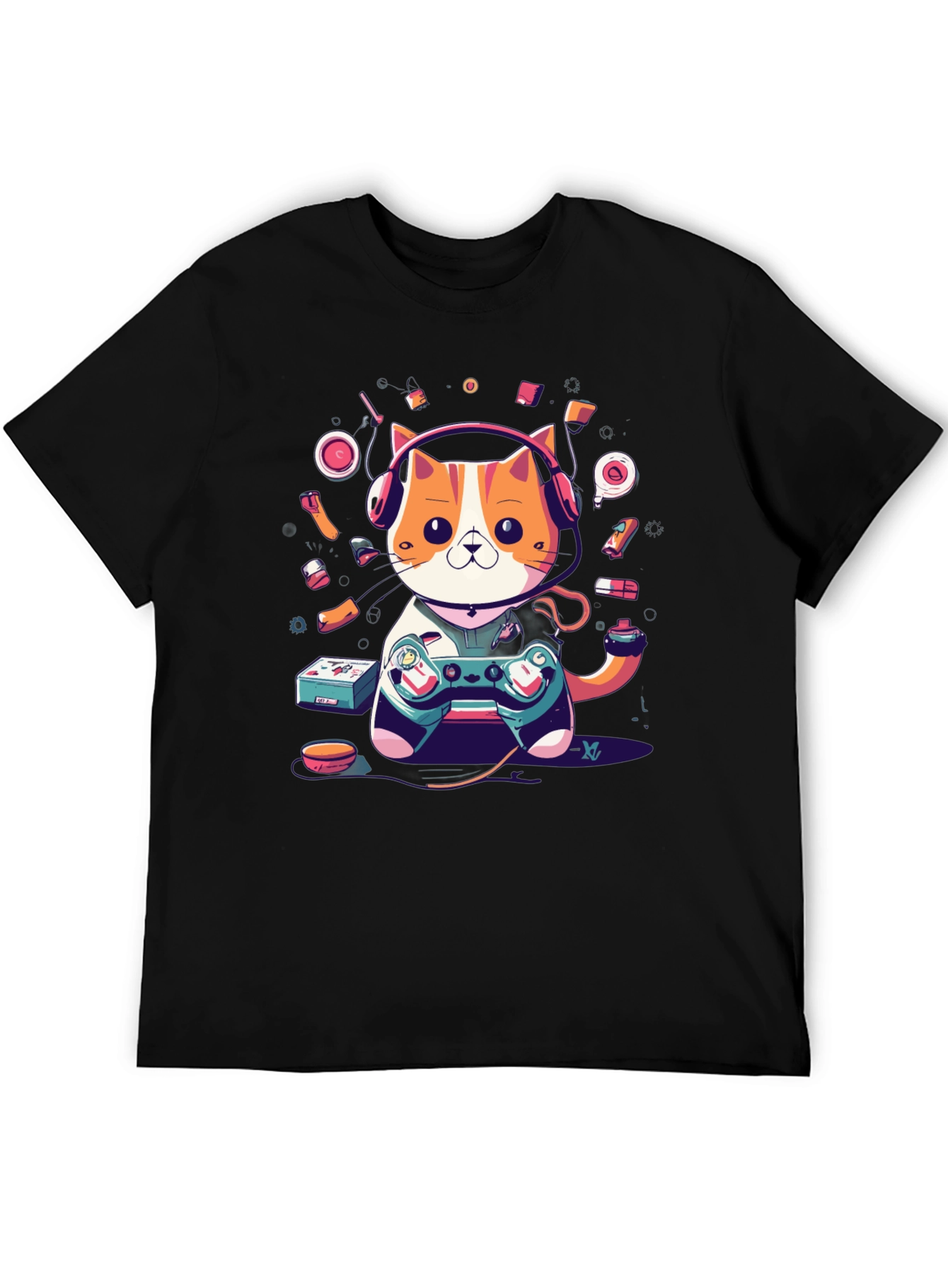 Gaming Cat T-Shirt: Retro Gamer Style