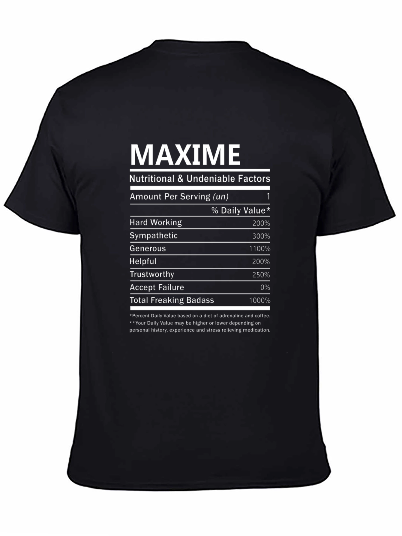MAXIME Nutritional Facts T-Shirt - Badass Edition