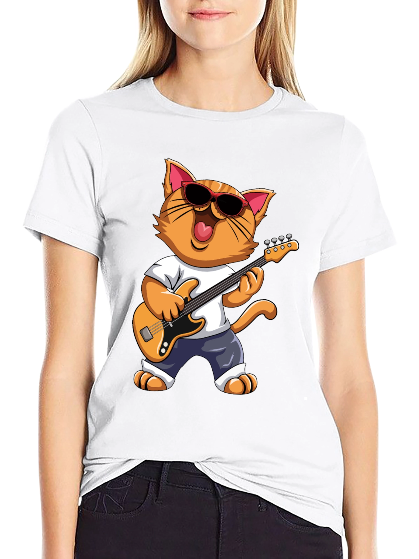 Cat Guitarist T-Shirt - Cool Feline Musician Graphic Tee