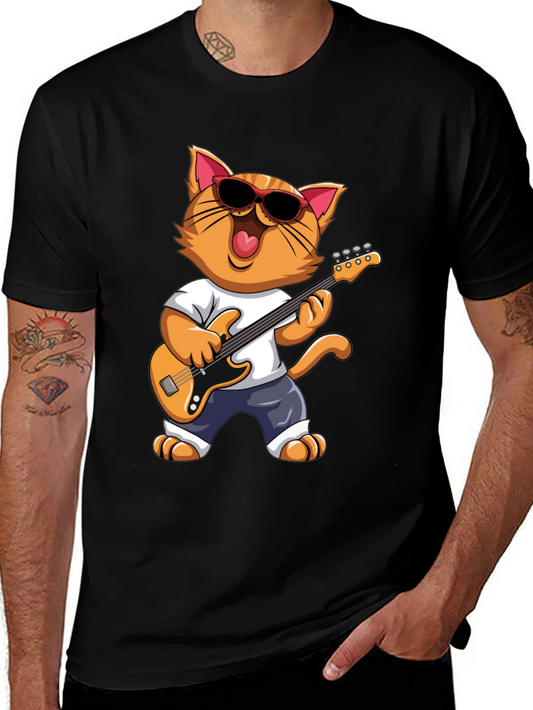 Cat Guitarist T-Shirt - Cool Feline Musician Graphic Tee