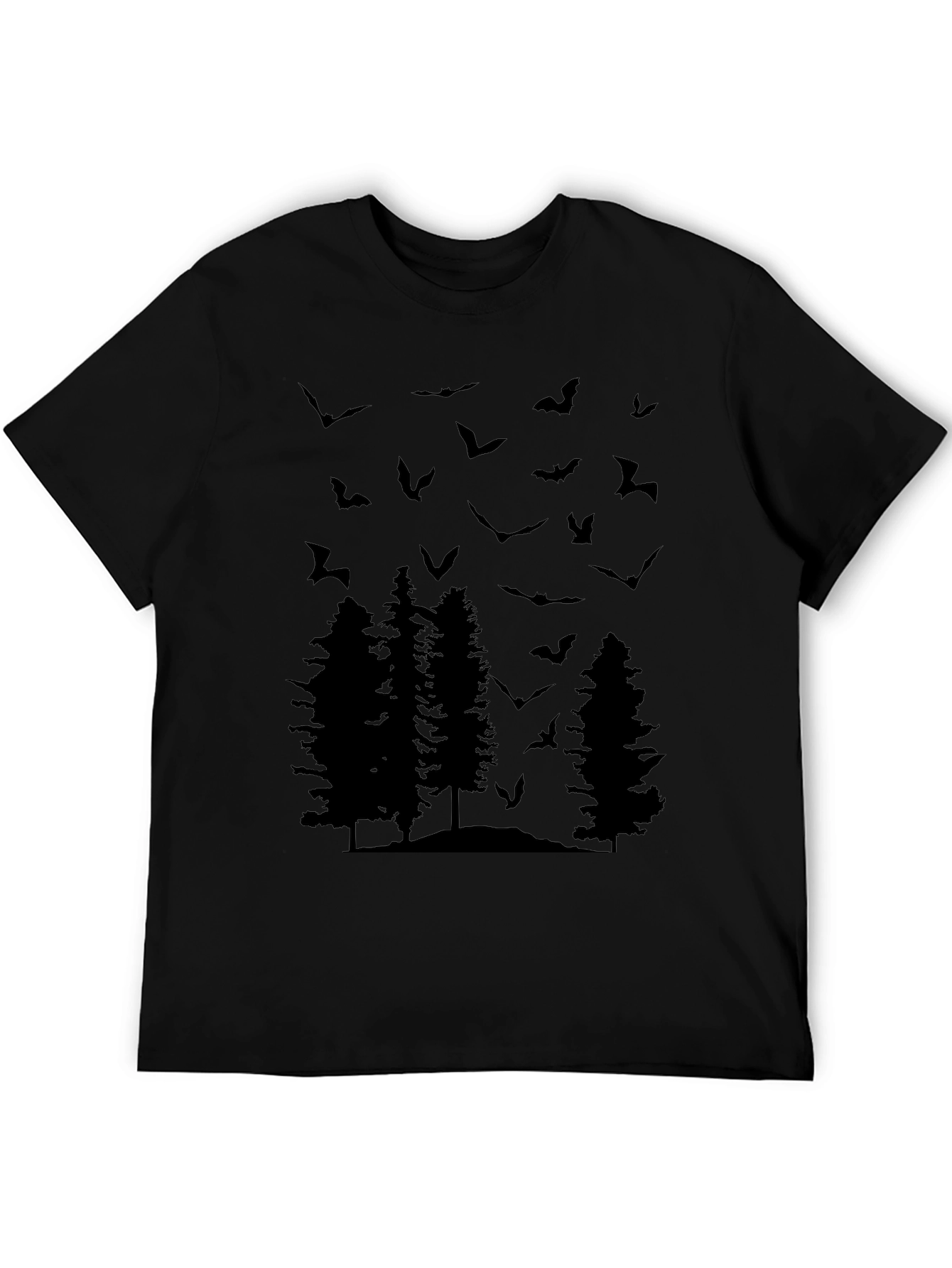 Bats and Trees Graphic Tee - Mens Black T-Shirt
