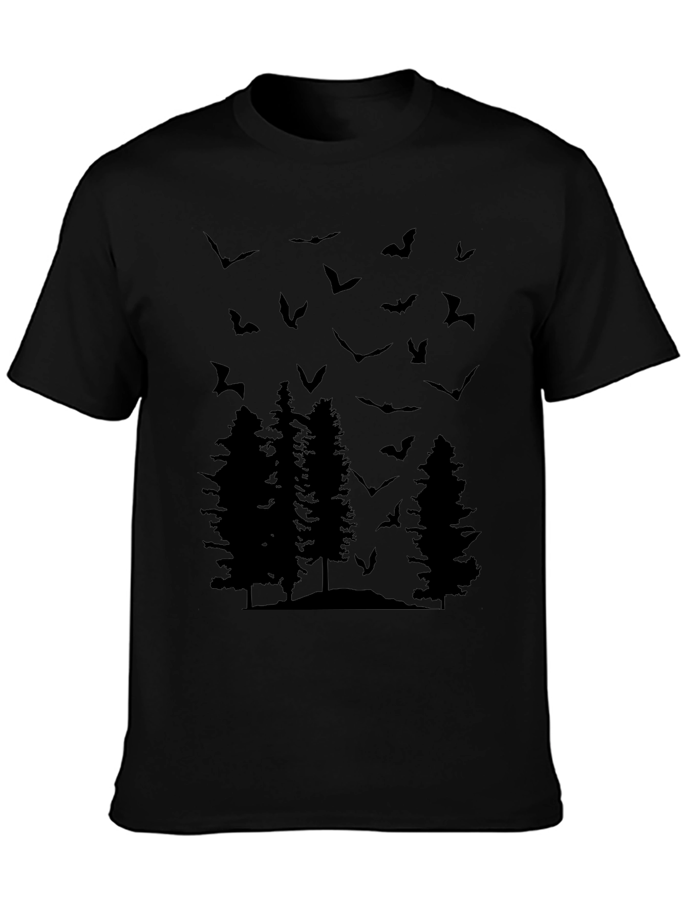 Bats and Trees Graphic Tee - Mens Black T-Shirt