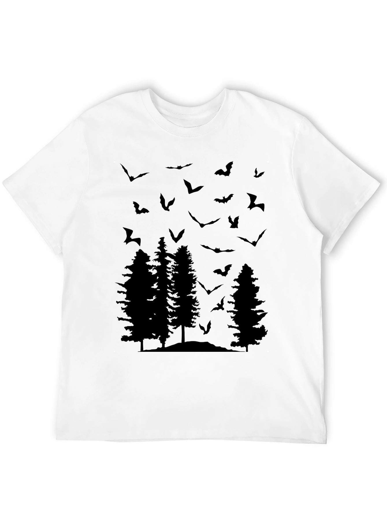 Bats and Trees Graphic Tee - Mens Black T-Shirt