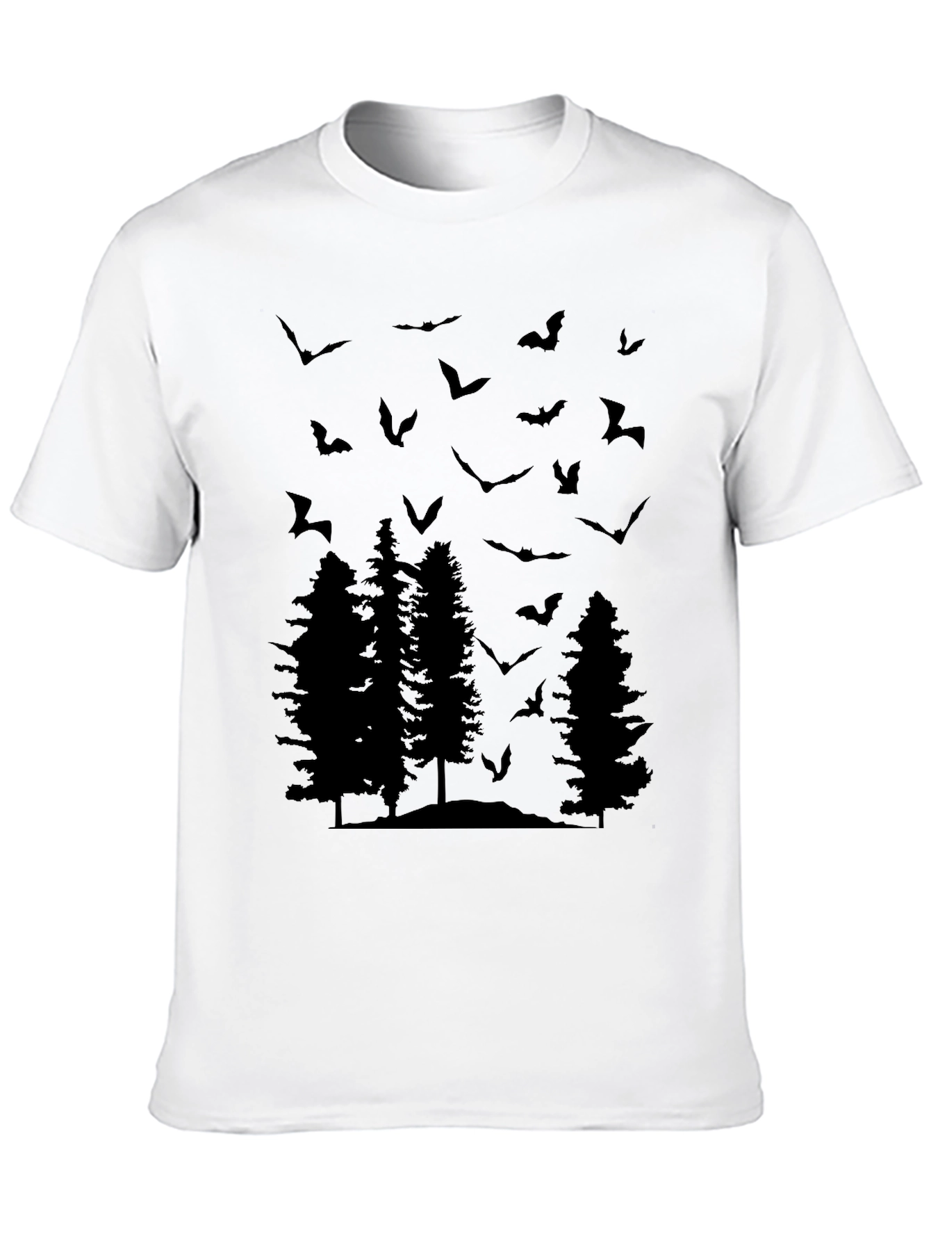 Bats and Trees Graphic Tee - Mens Black T-Shirt