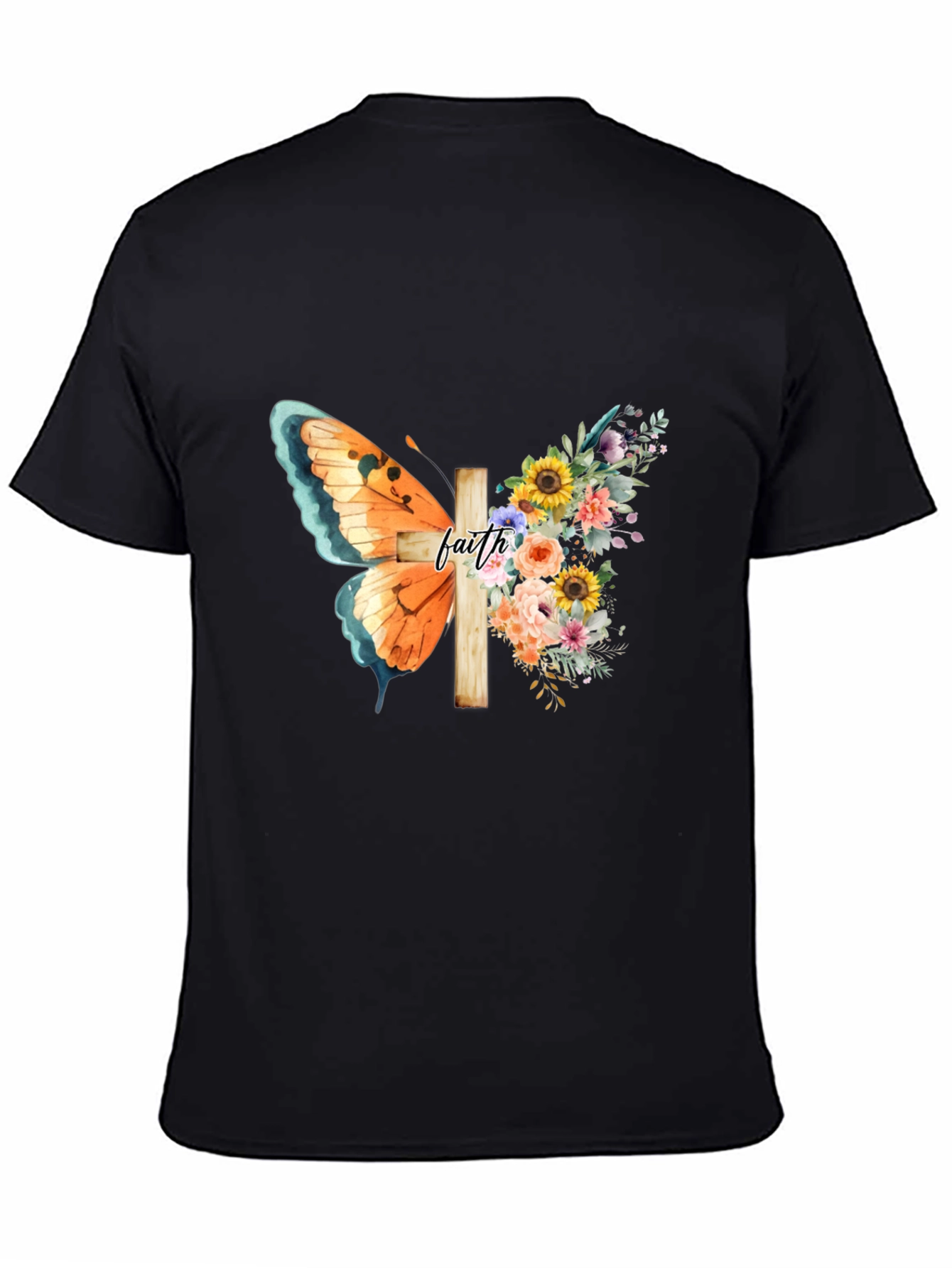 Faith Butterfly Floral Cross Graphic Tee