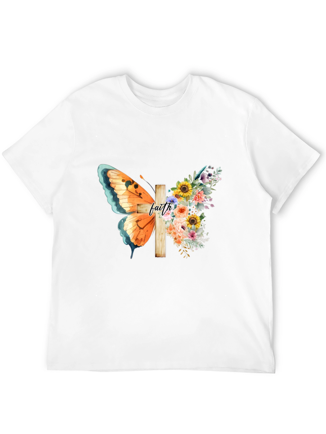 Faith Butterfly Floral Cross Graphic Tee