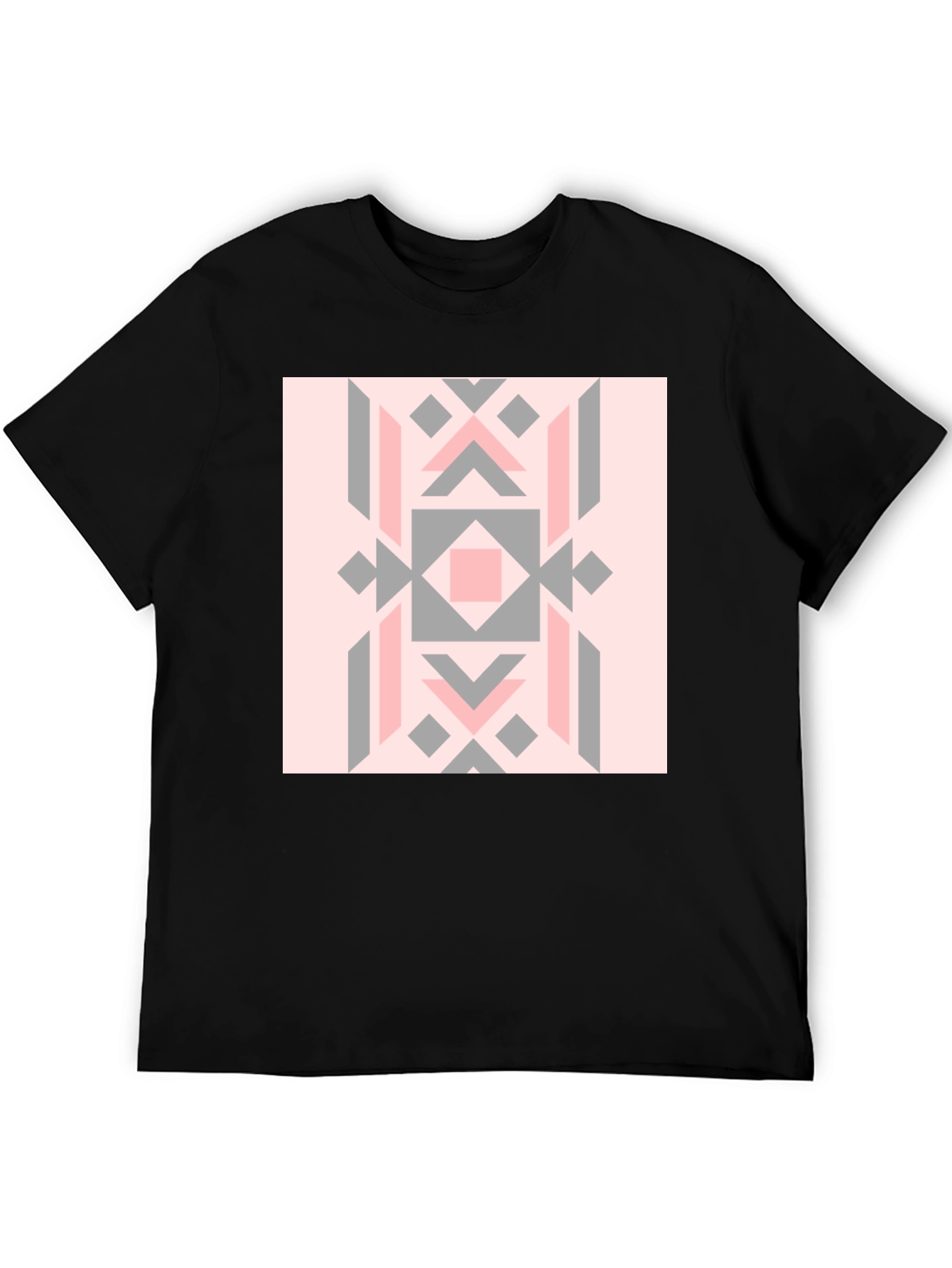 Geometric Pattern Tee - Stylish Black Cotton Blend