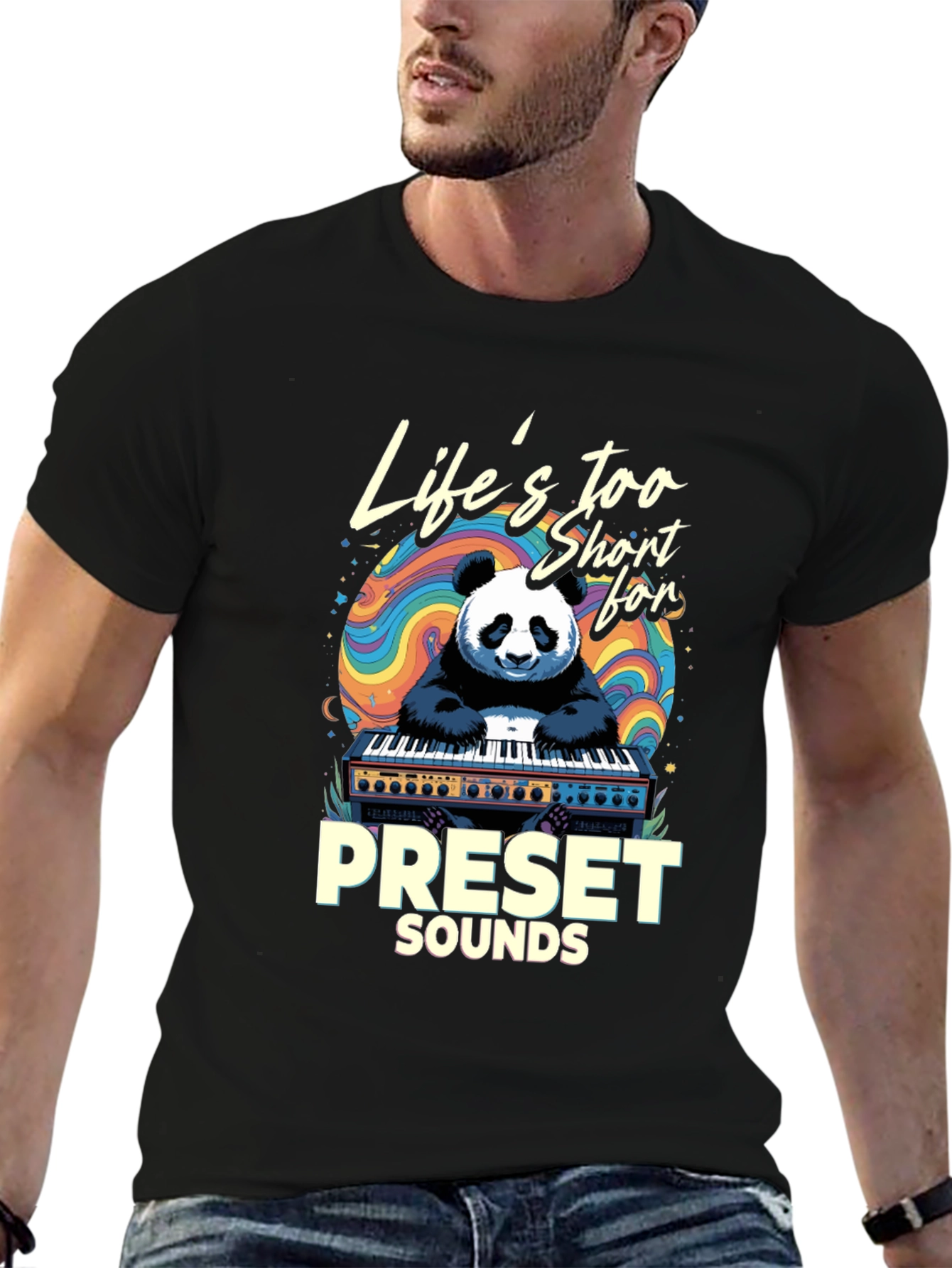 Lifes Too Short Panda Keyboardist Graphic Tee