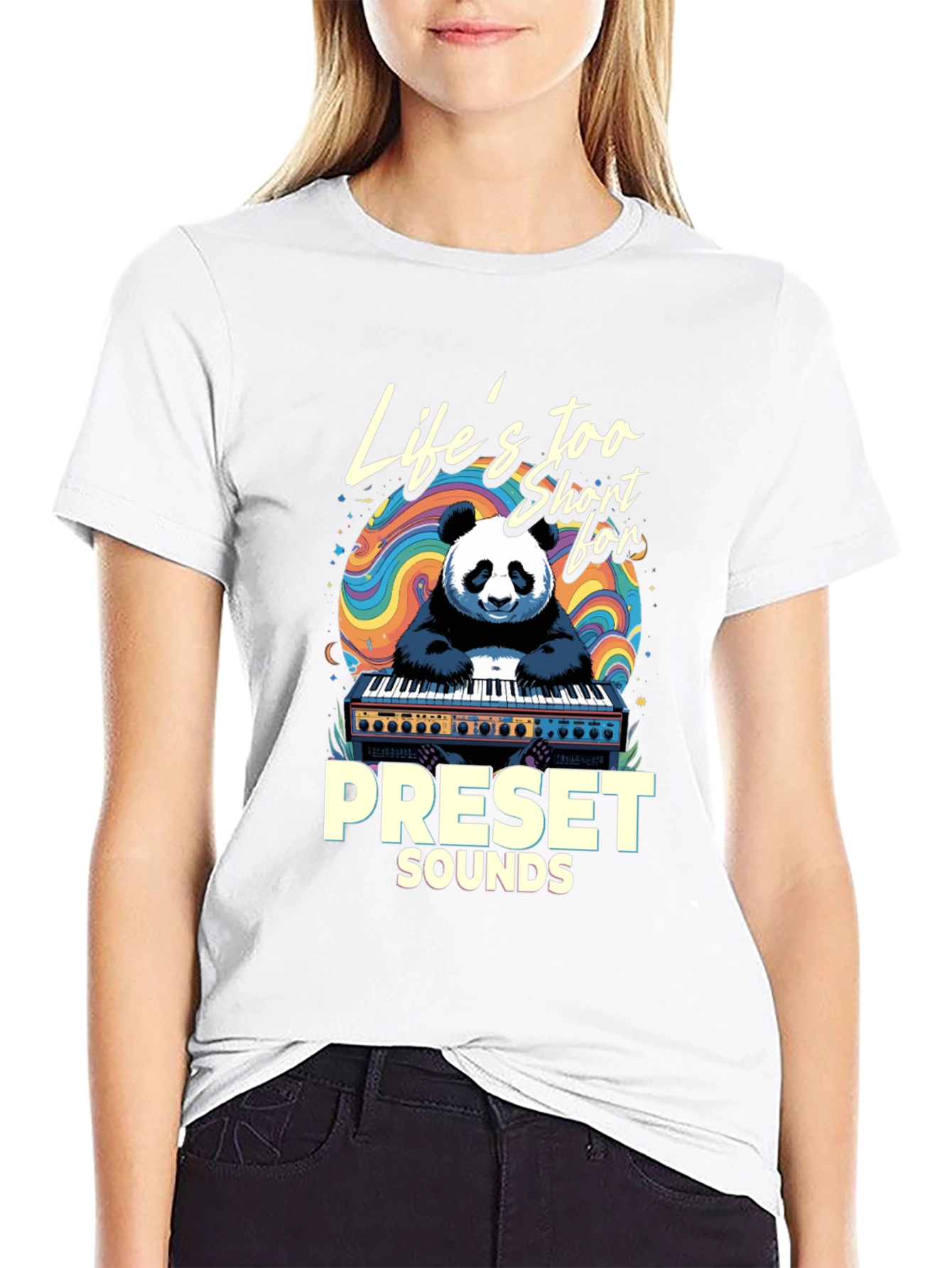 Lifes Too Short Panda Keyboardist Graphic Tee