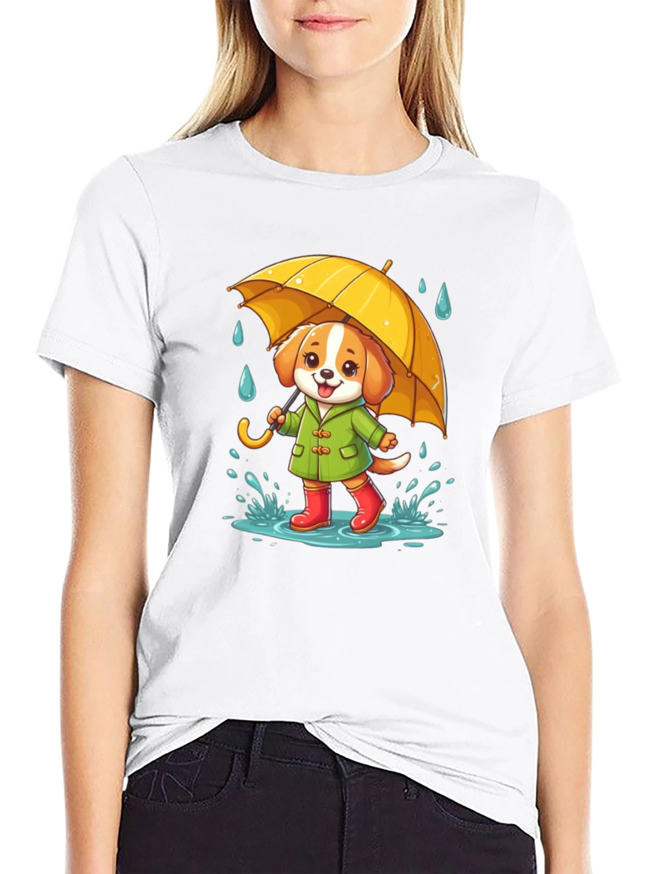 Cute Dog in Rain T-Shirt