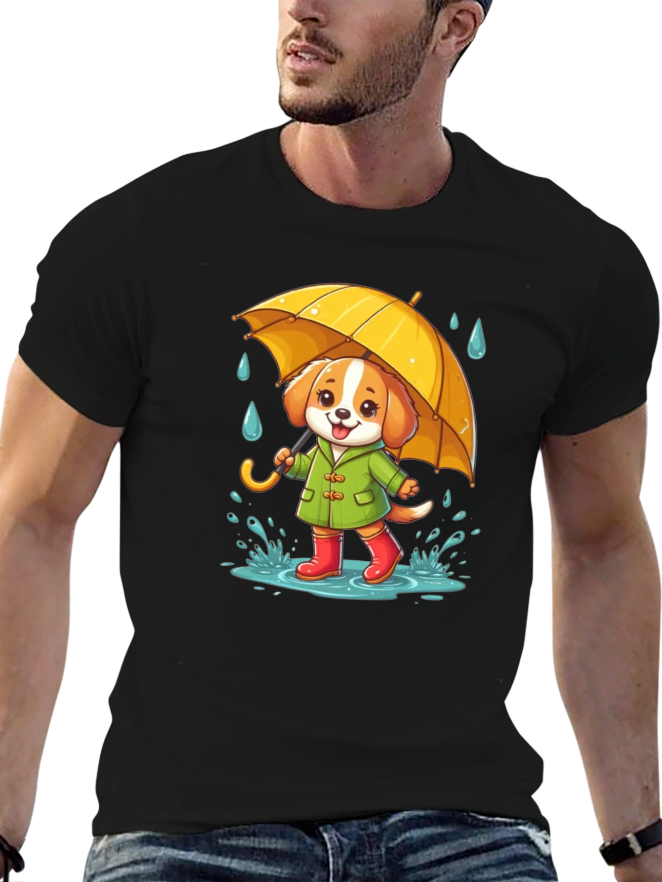 Cute Dog in Rain T-Shirt
