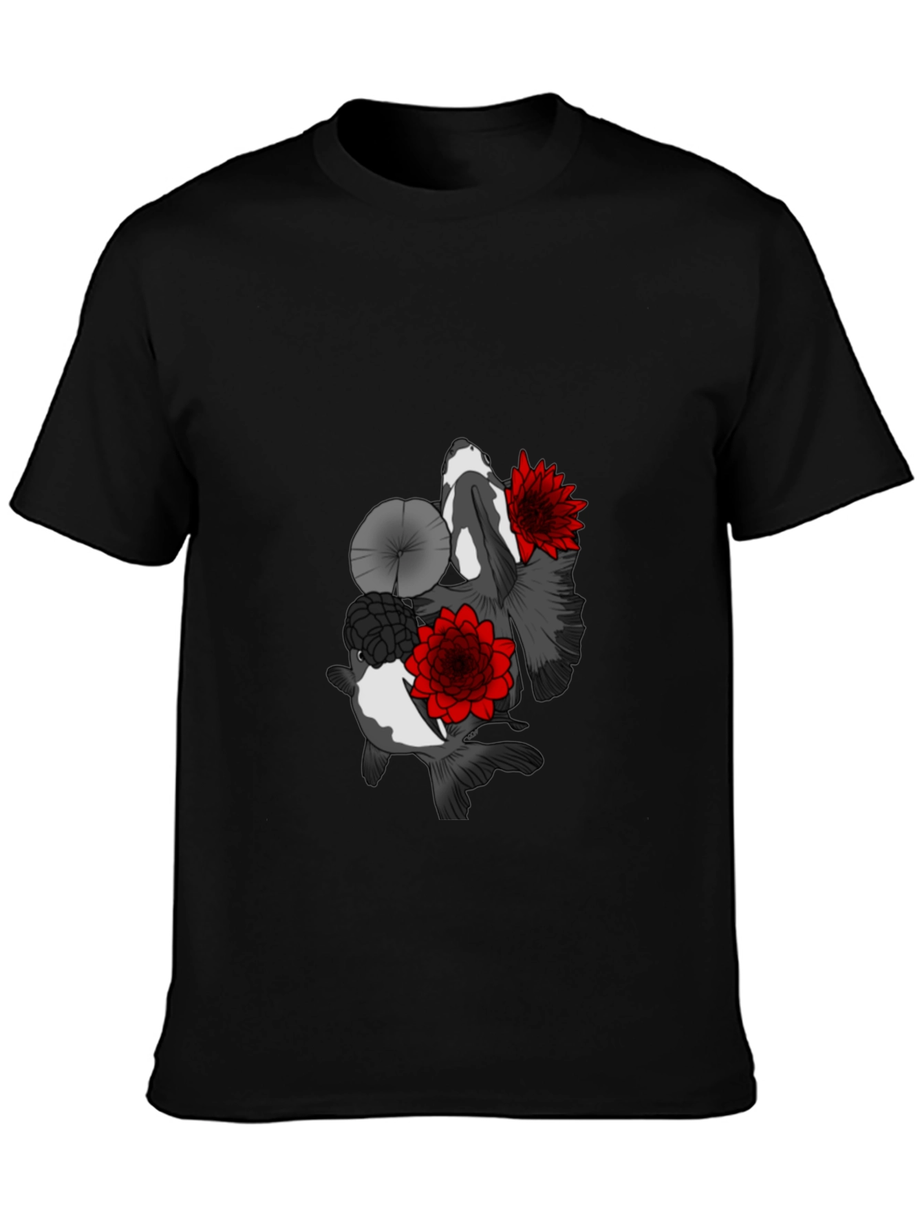 Koi Fish & Lotus Flower Graphic T-Shirt