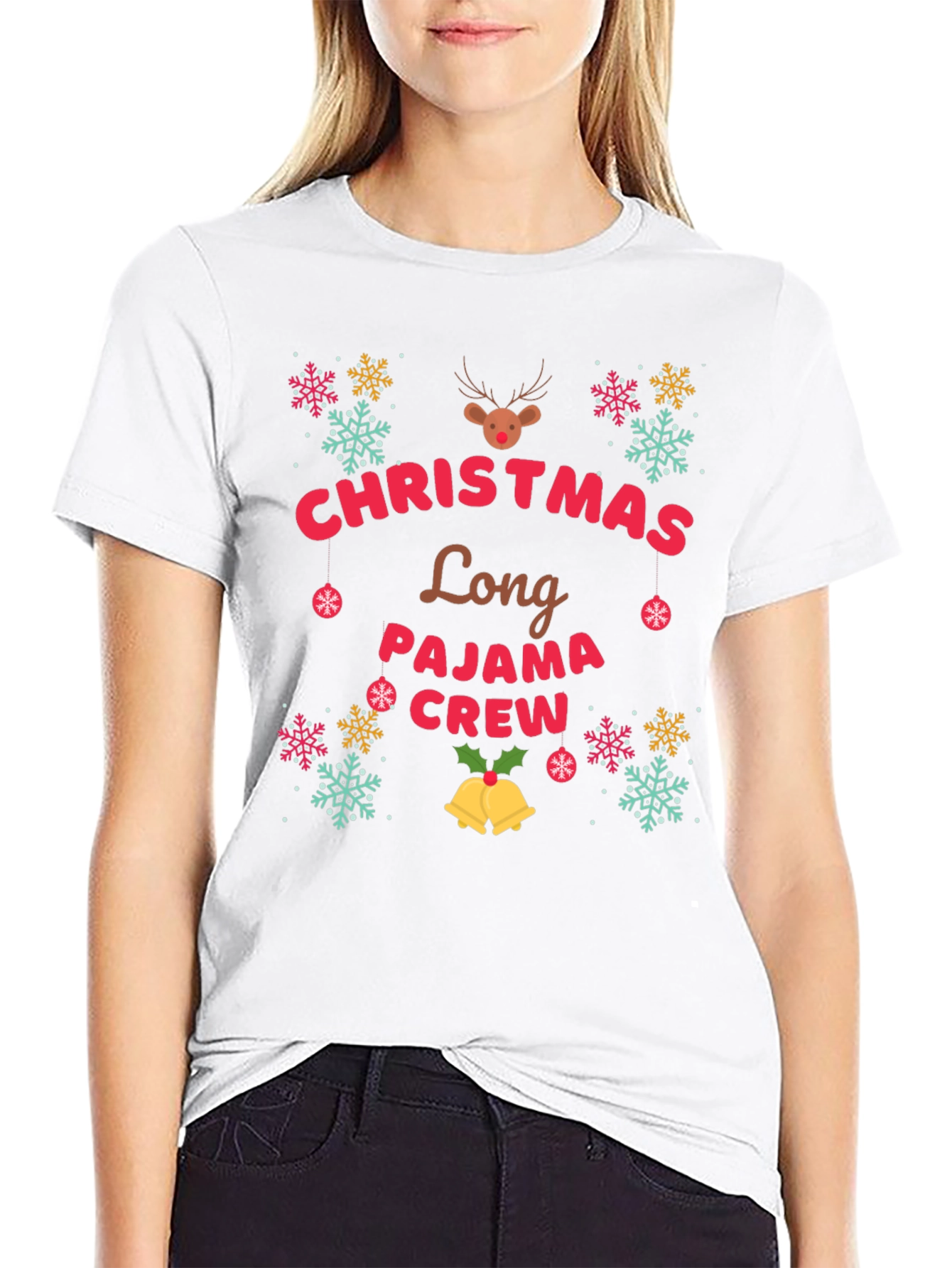 Christmas Long Pajama Crew T-Shirt