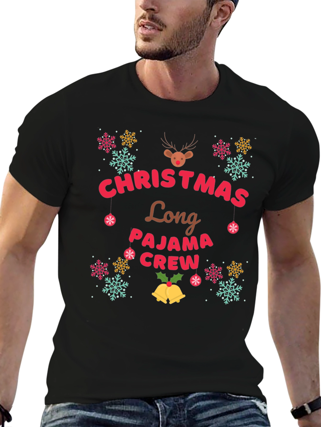 Christmas Long Pajama Crew T-Shirt