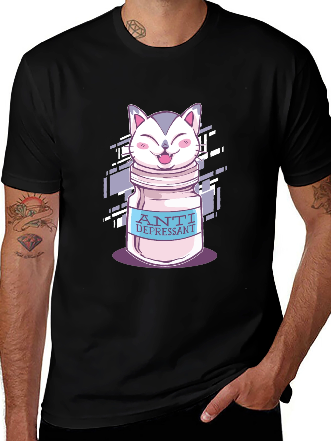 Anti Depressant Cat Graphic T-Shirt