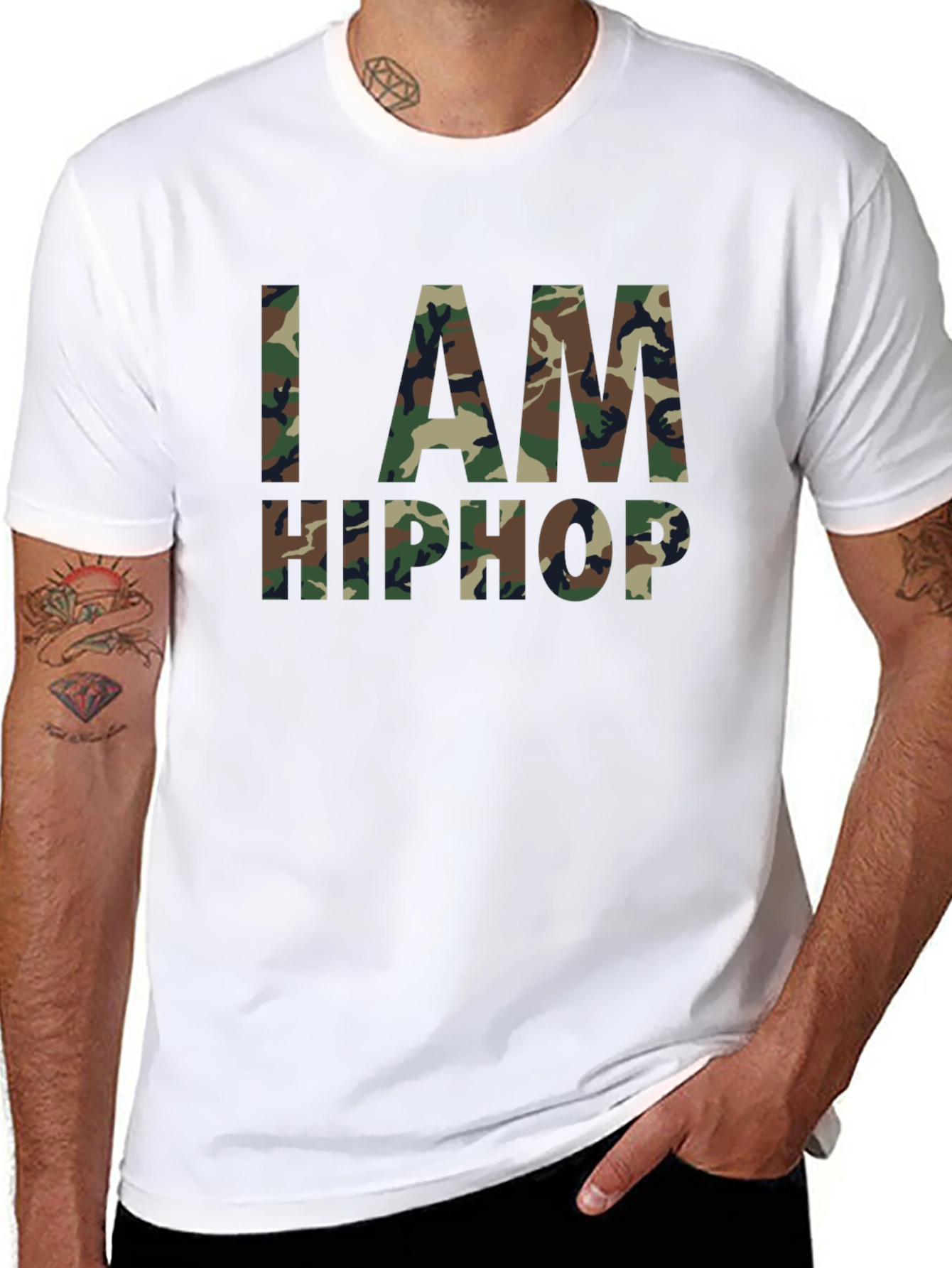 I AM HIP HOP Camo Print Black T-Shirt