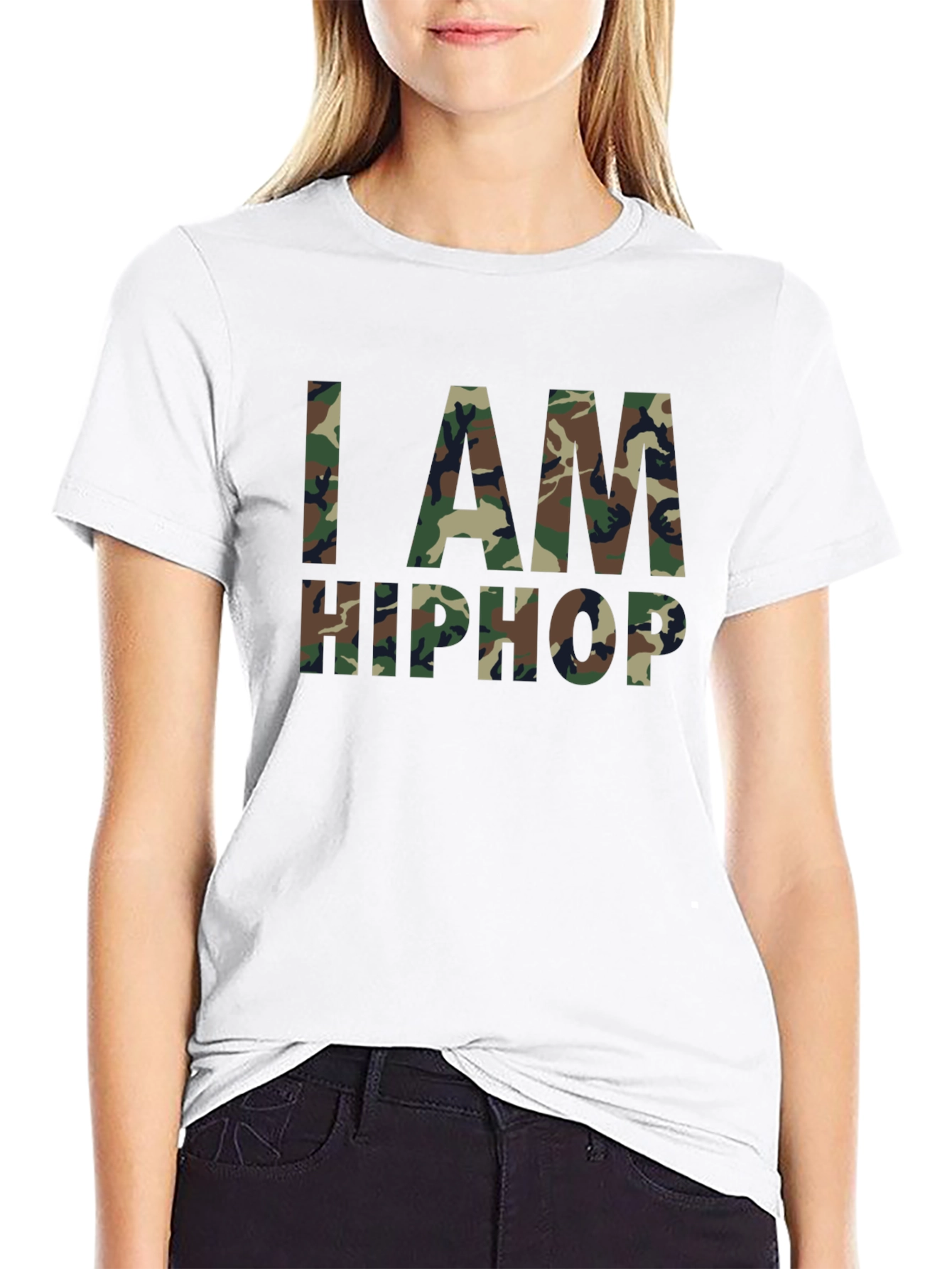 I AM HIP HOP Camo Print Black T-Shirt