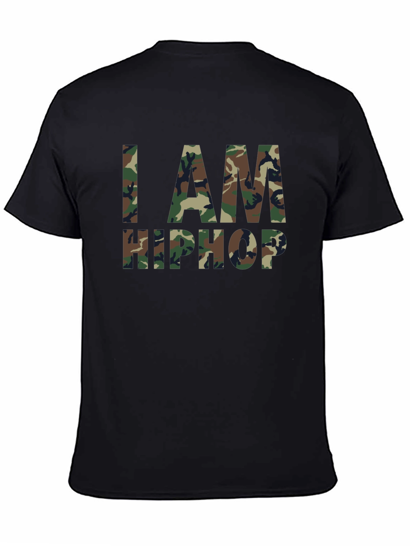 I AM HIP HOP Camo Print Black T-Shirt