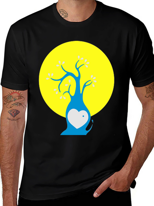 Artsy Tree Graphic Tee - Black Cotton Blend Shirt