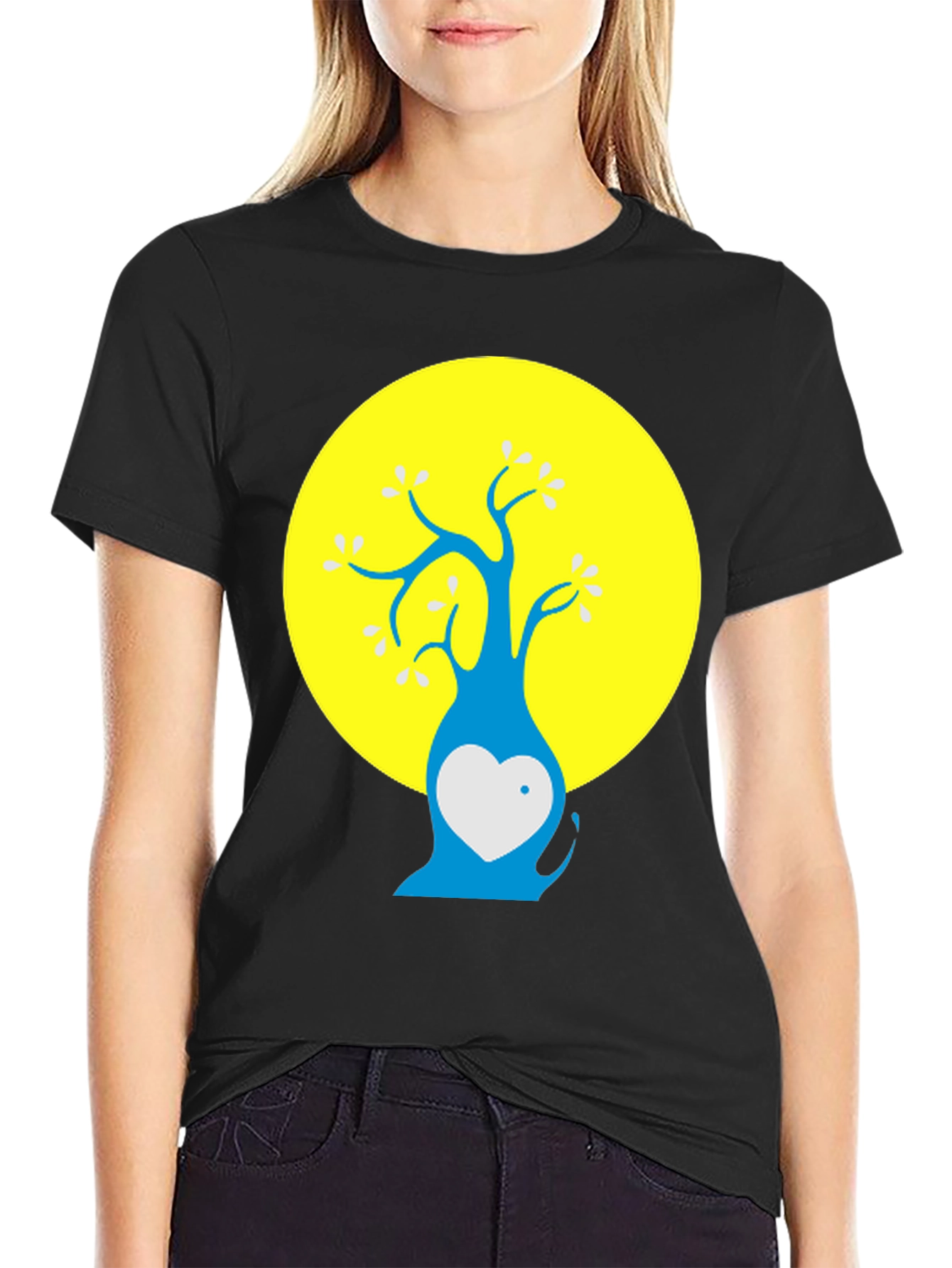 Artsy Tree Graphic Tee - Black Cotton Blend Shirt