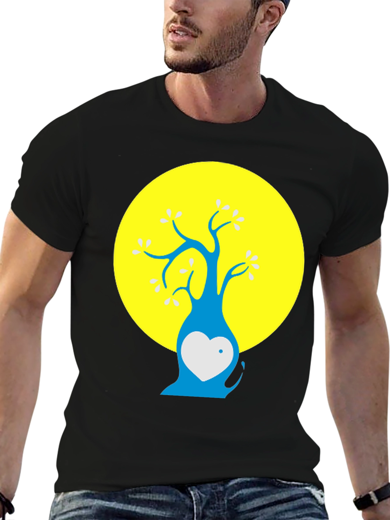Artsy Tree Graphic Tee - Black Cotton Blend Shirt
