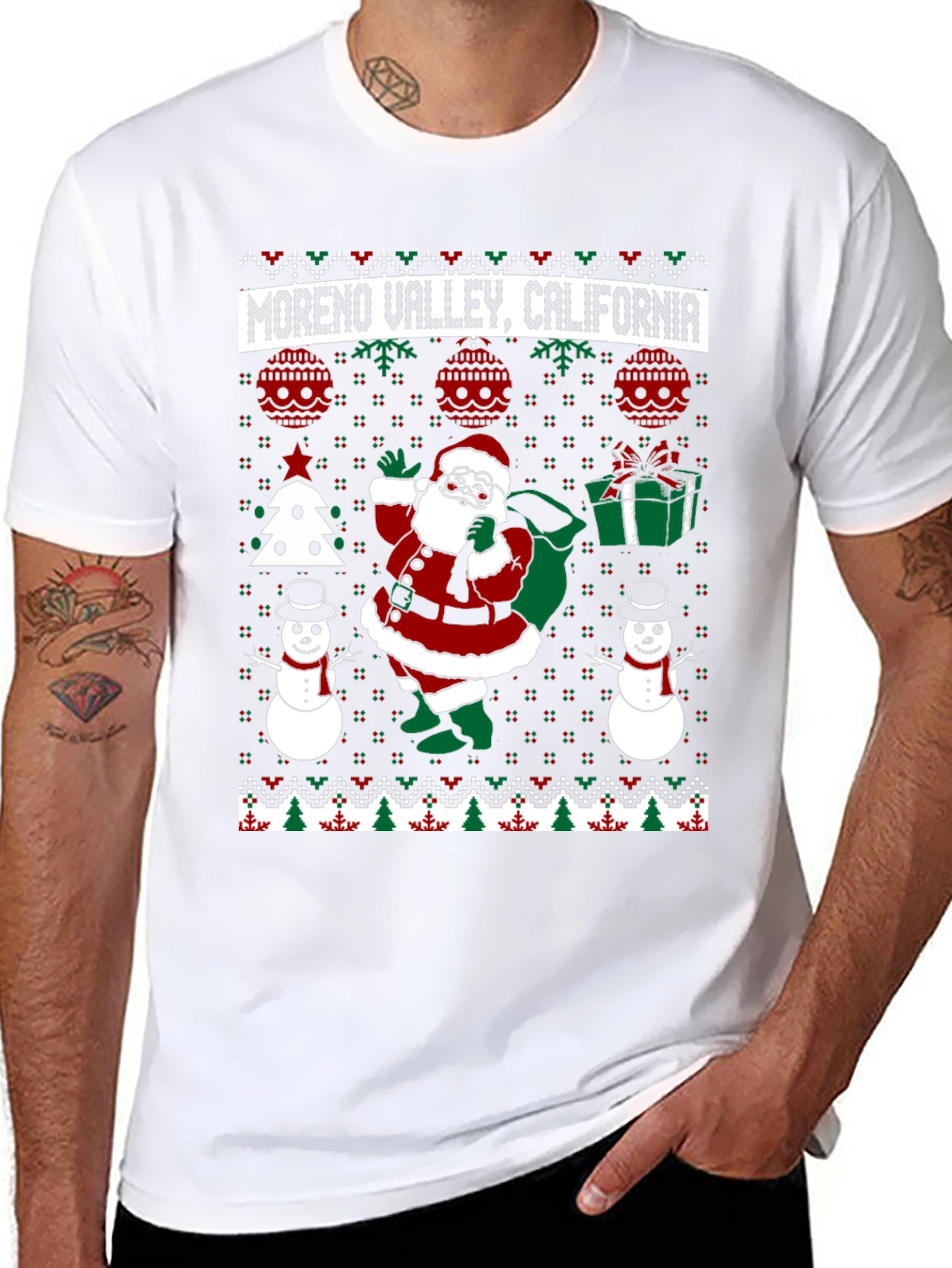 Moreno Valley California Santa Ugly Christmas T-Shirt