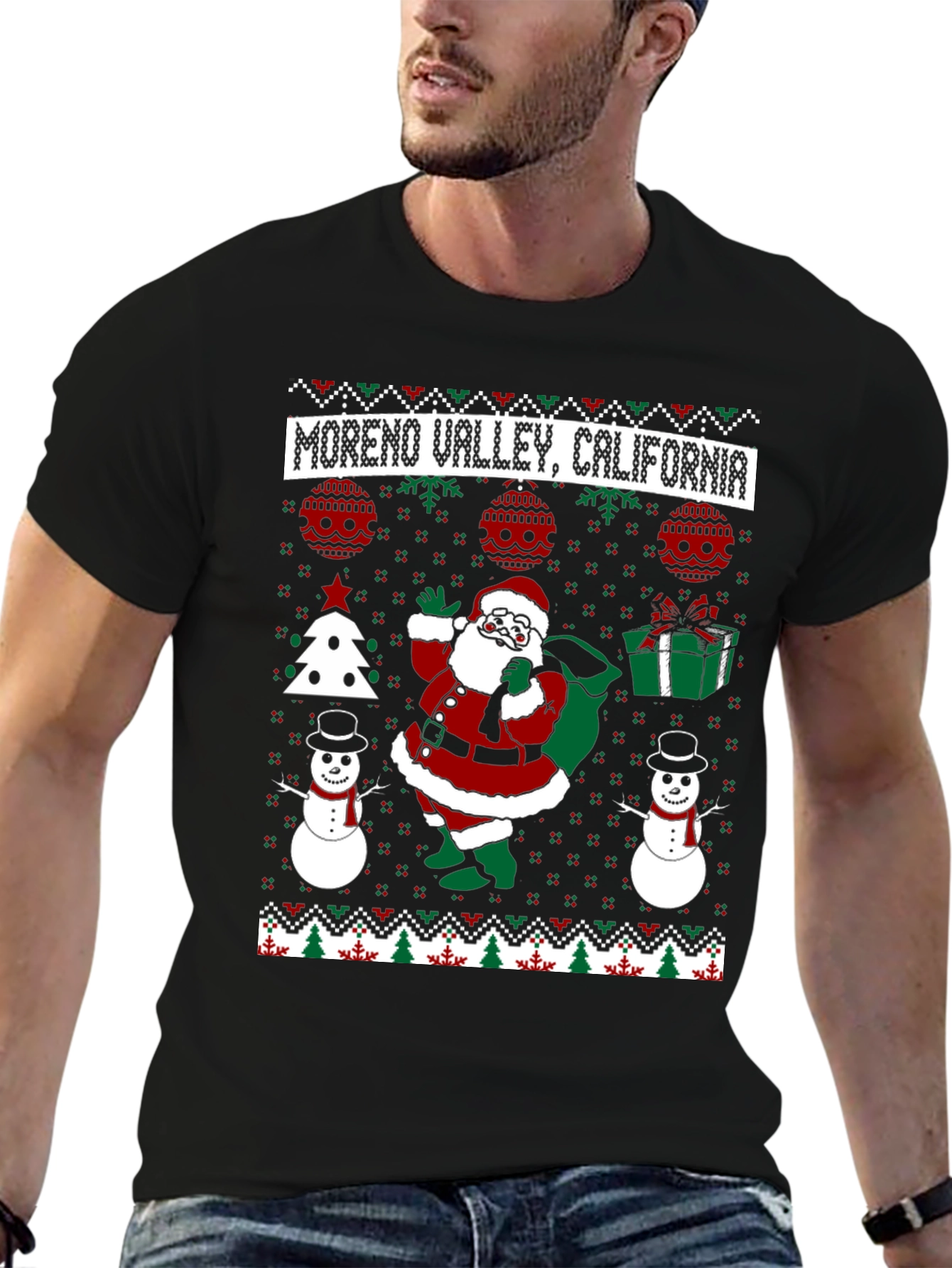 Moreno Valley California Santa Ugly Christmas T-Shirt