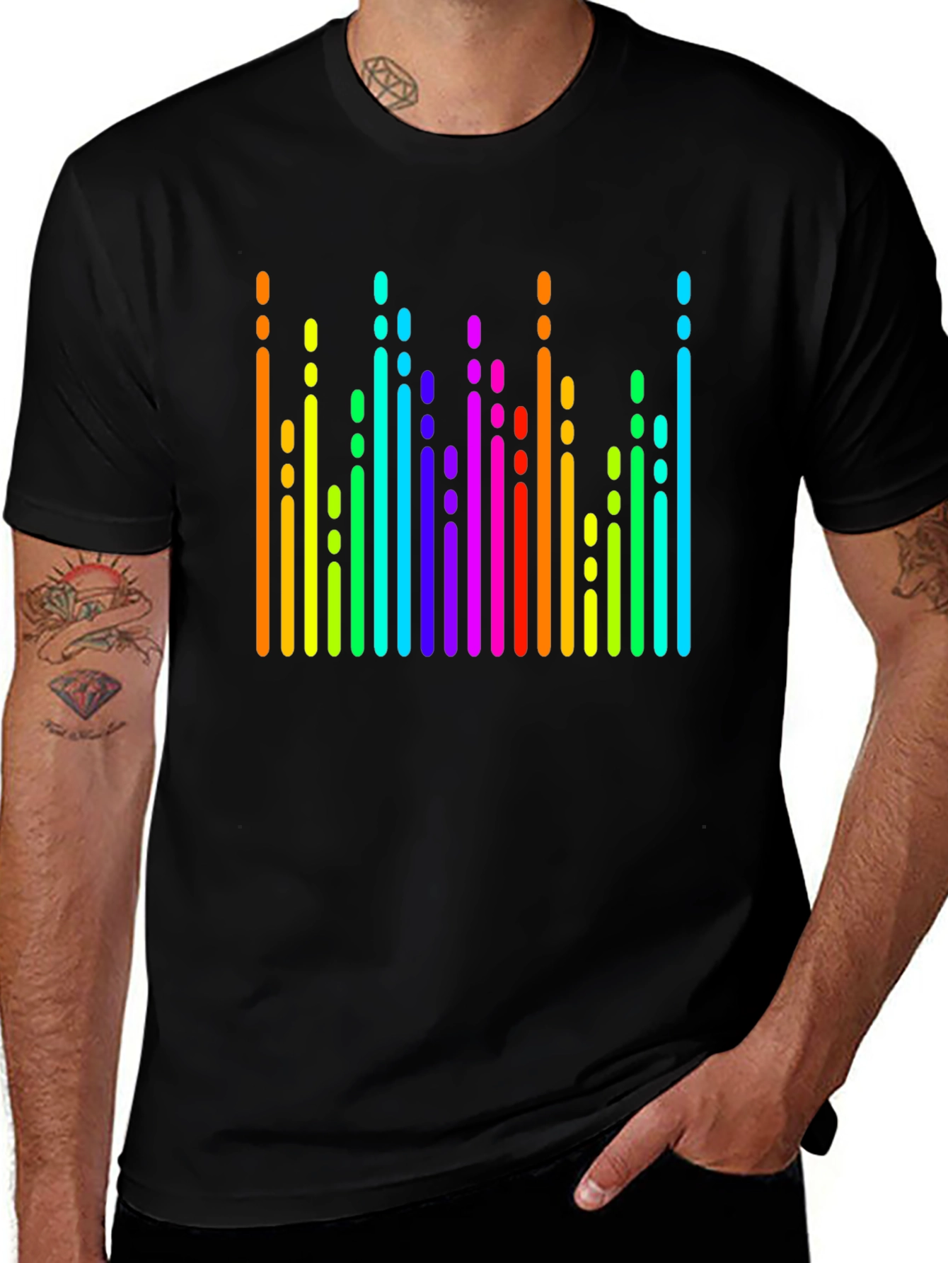 Rainbow Spectrum Graphic Black T-Shirt