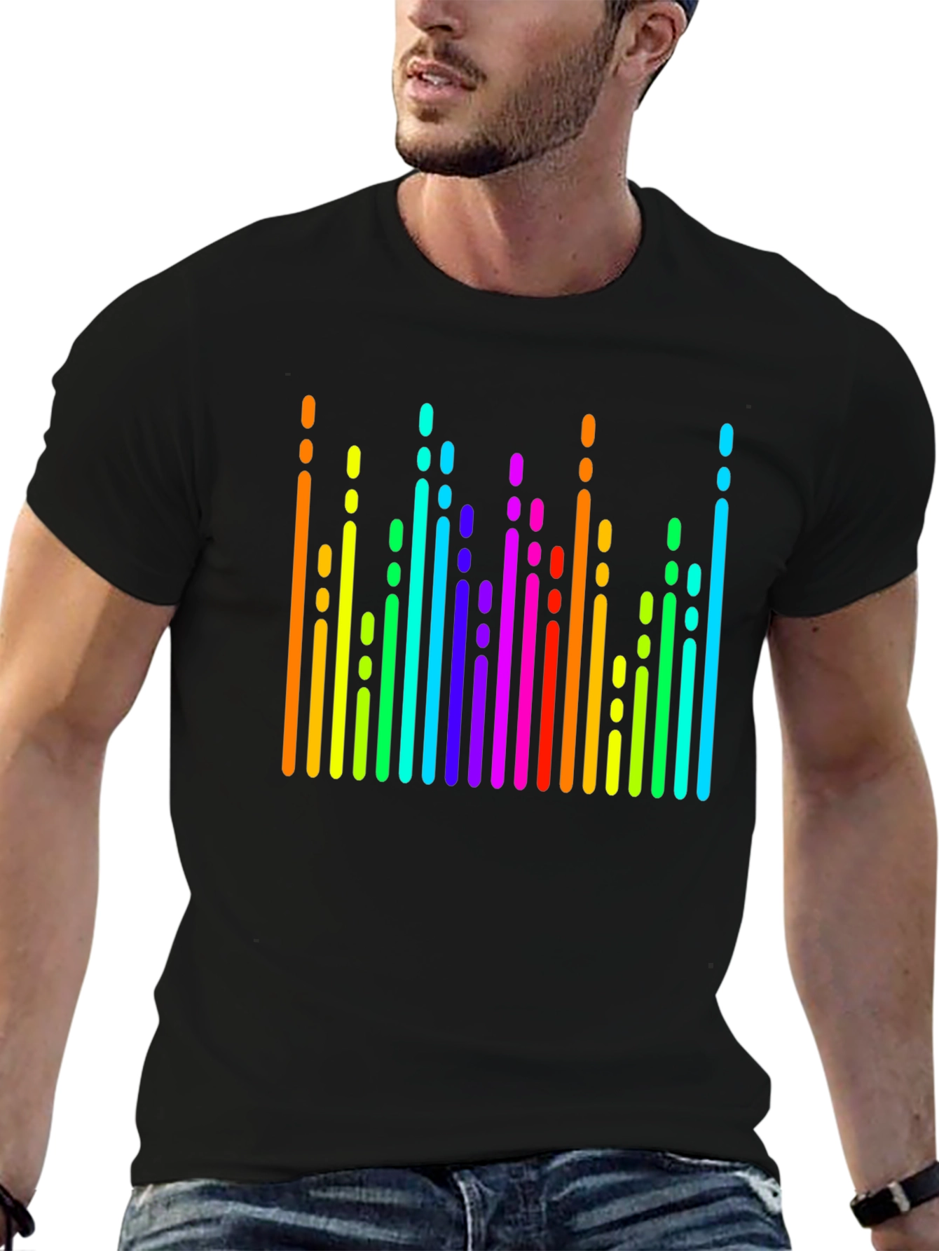 Rainbow Spectrum Graphic Black T-Shirt