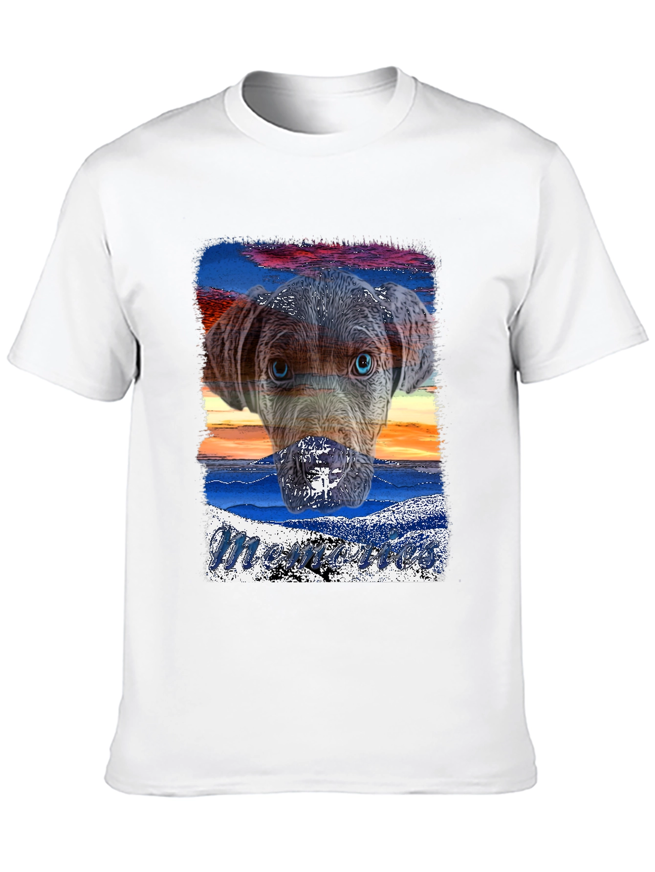 Dog Sunset Graphic Black T-Shirt