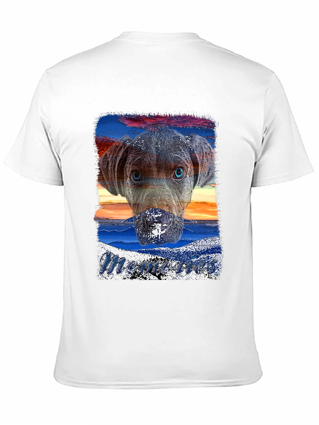 Dog Sunset Graphic Black T-Shirt