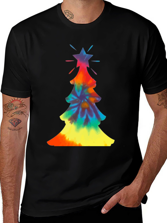 Tie-Dye Christmas Tree Graphic Tee