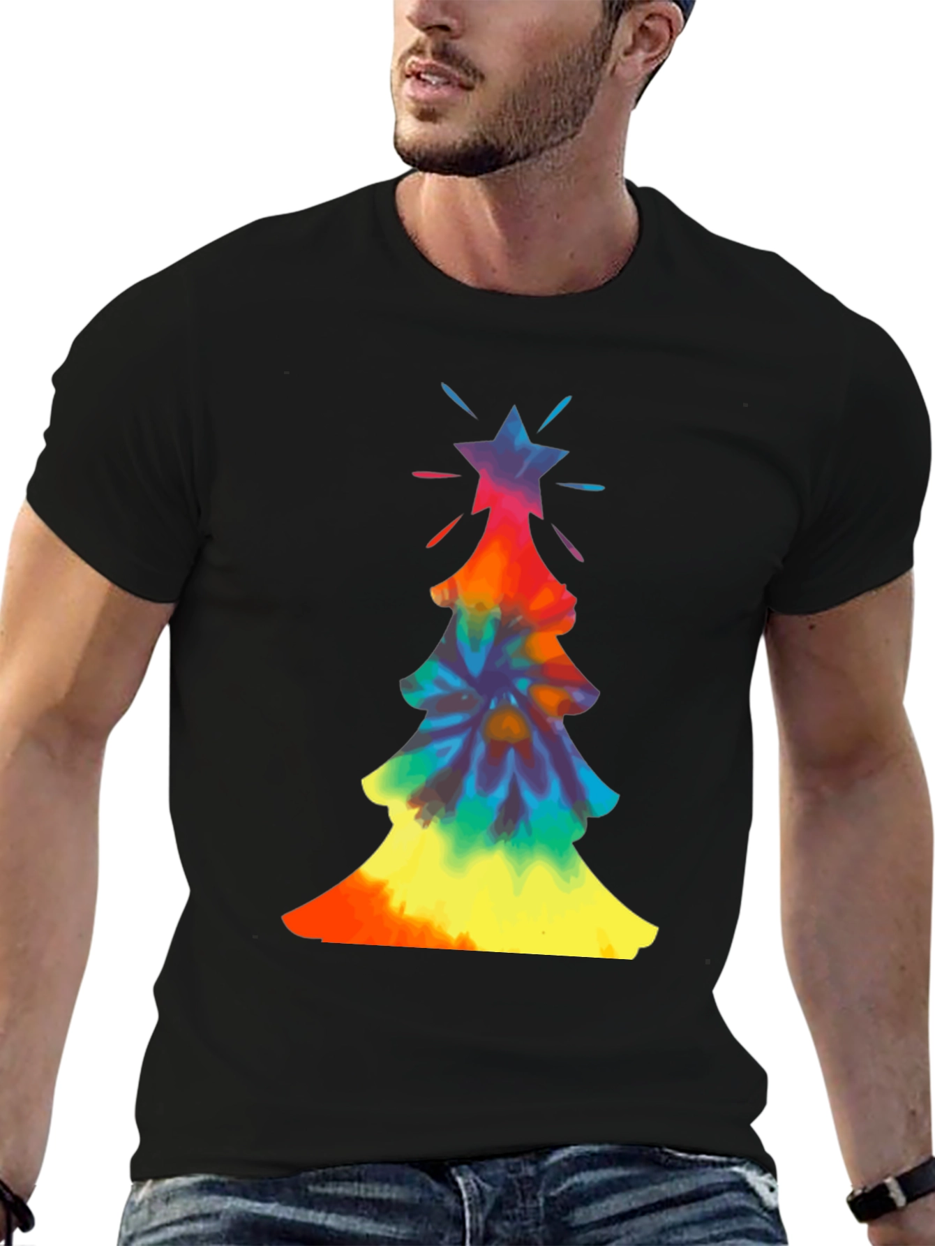 Tie-Dye Christmas Tree Graphic Tee