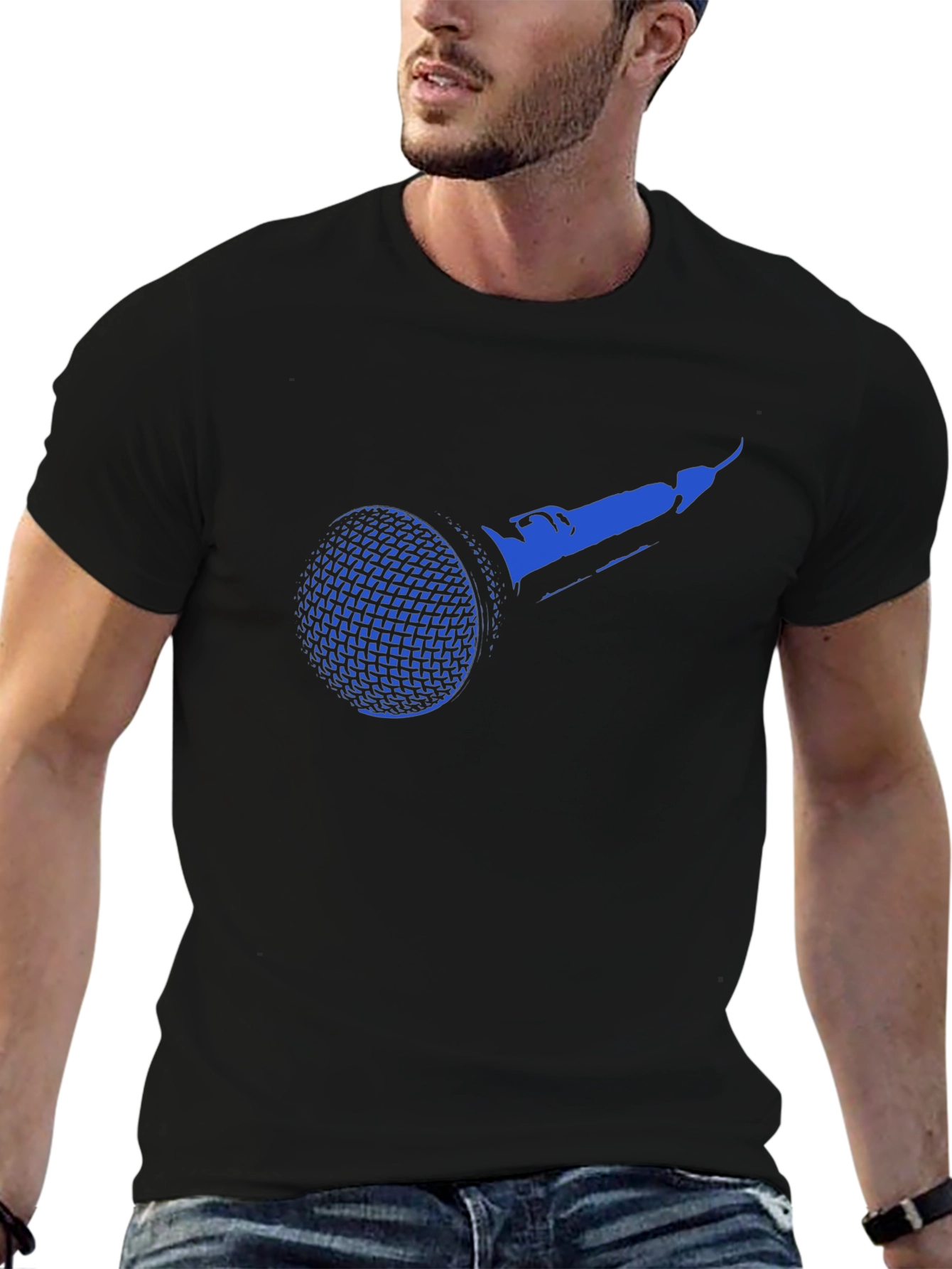 Blue Microphone Graphic Black T-Shirt