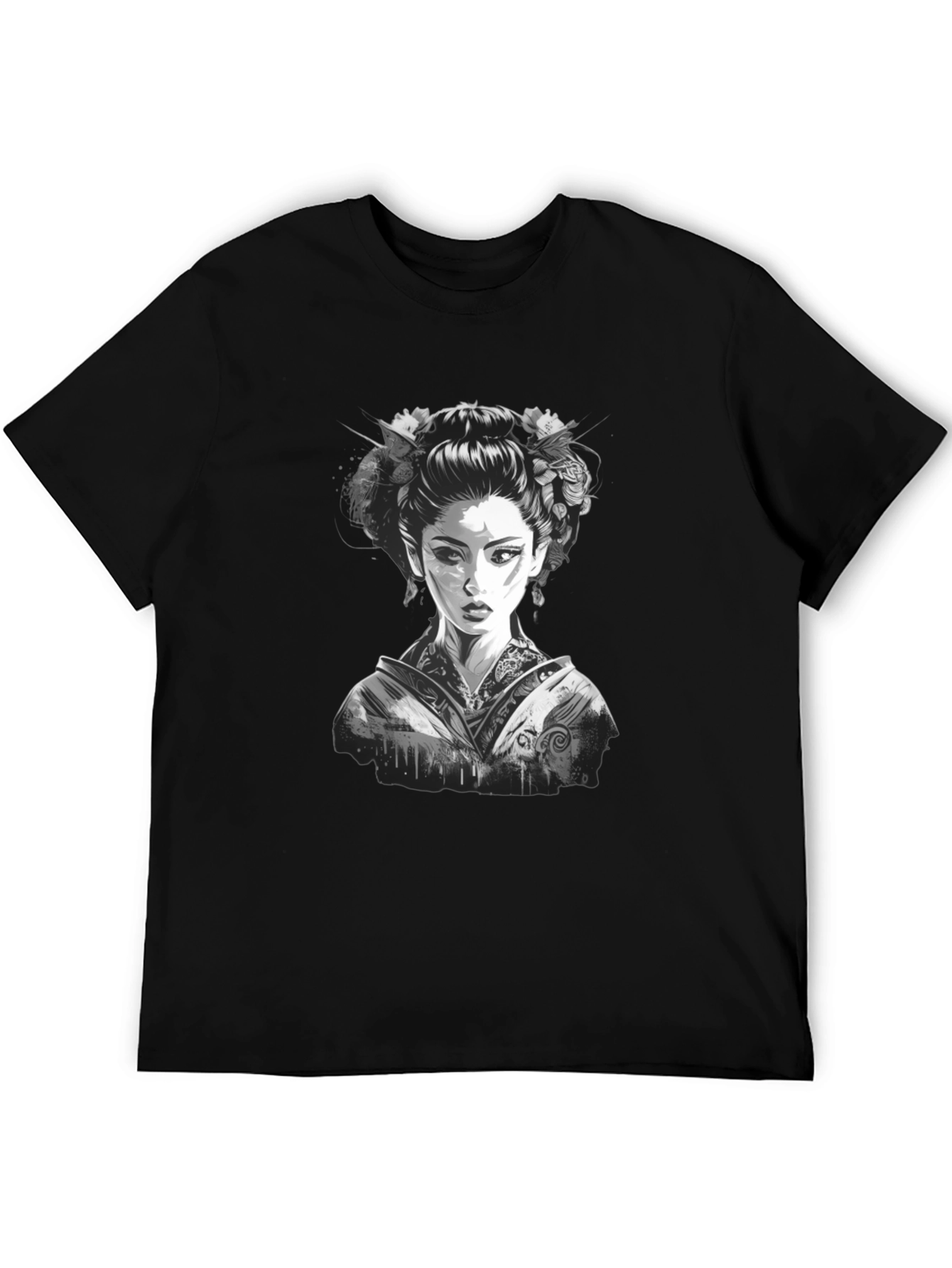 Geisha Graphic Print Black T-Shirt