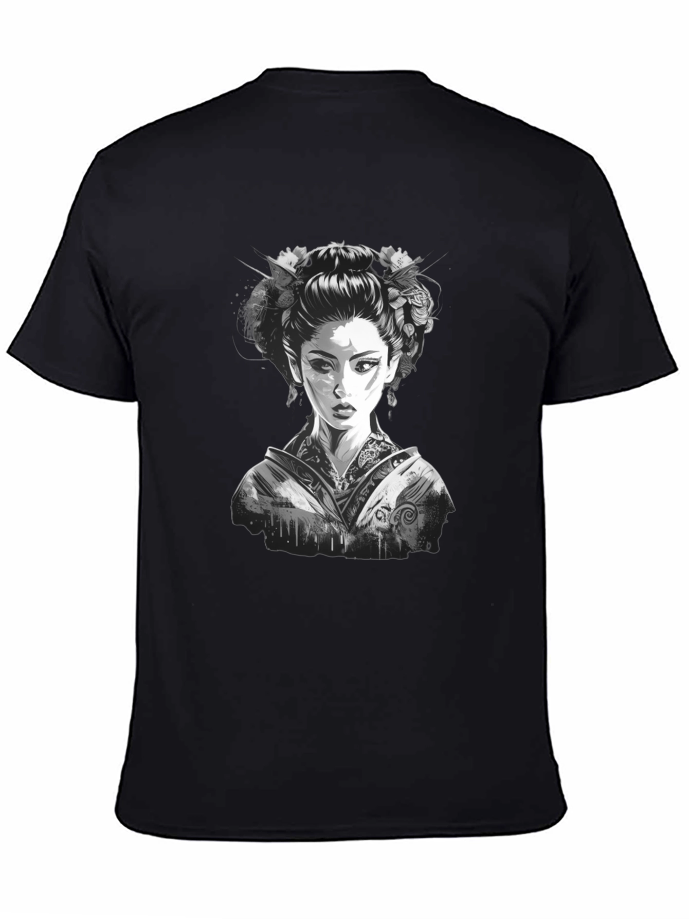 Geisha Graphic Print Black T-Shirt