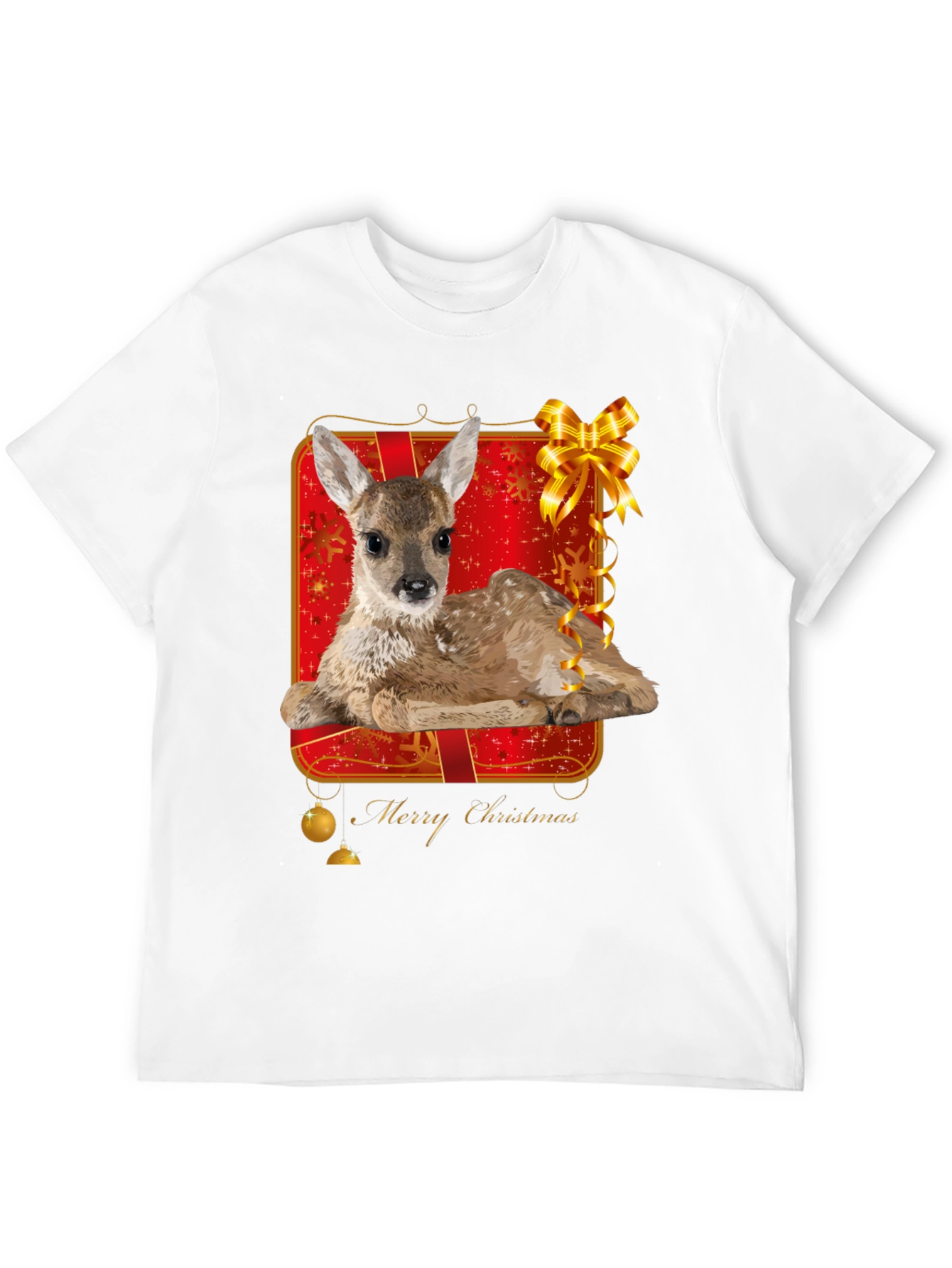 Festive Fawn Graphic Tee - Merry Christmas Shirt