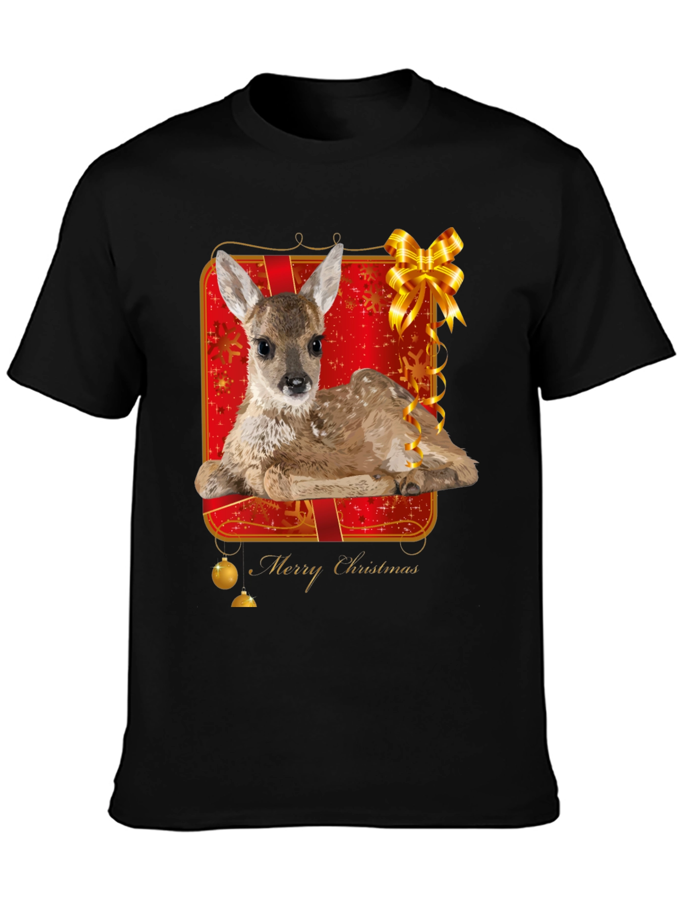Festive Fawn Graphic Tee - Merry Christmas Shirt