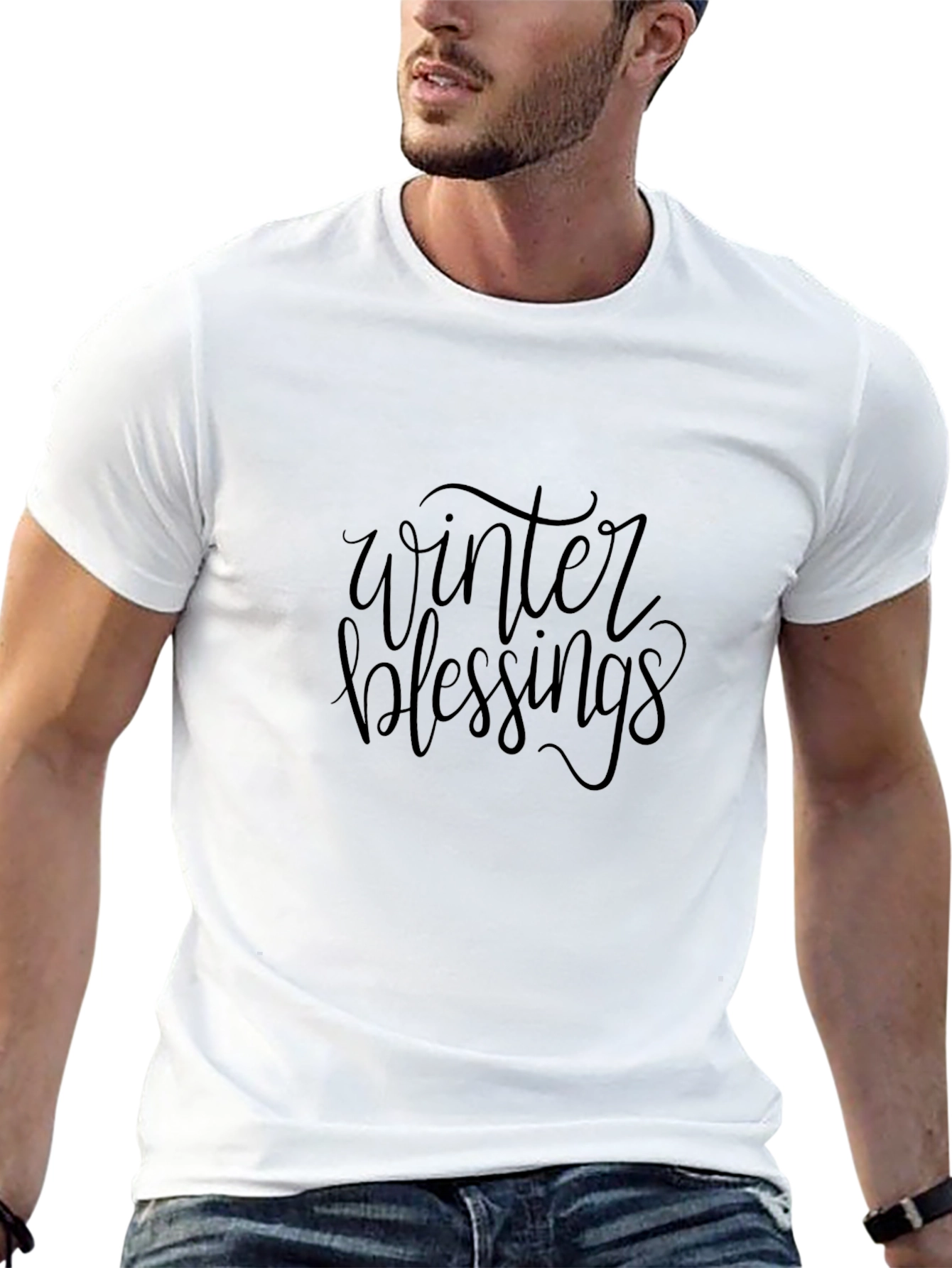 Winter Blessings Black Crew Neck T-Shirt