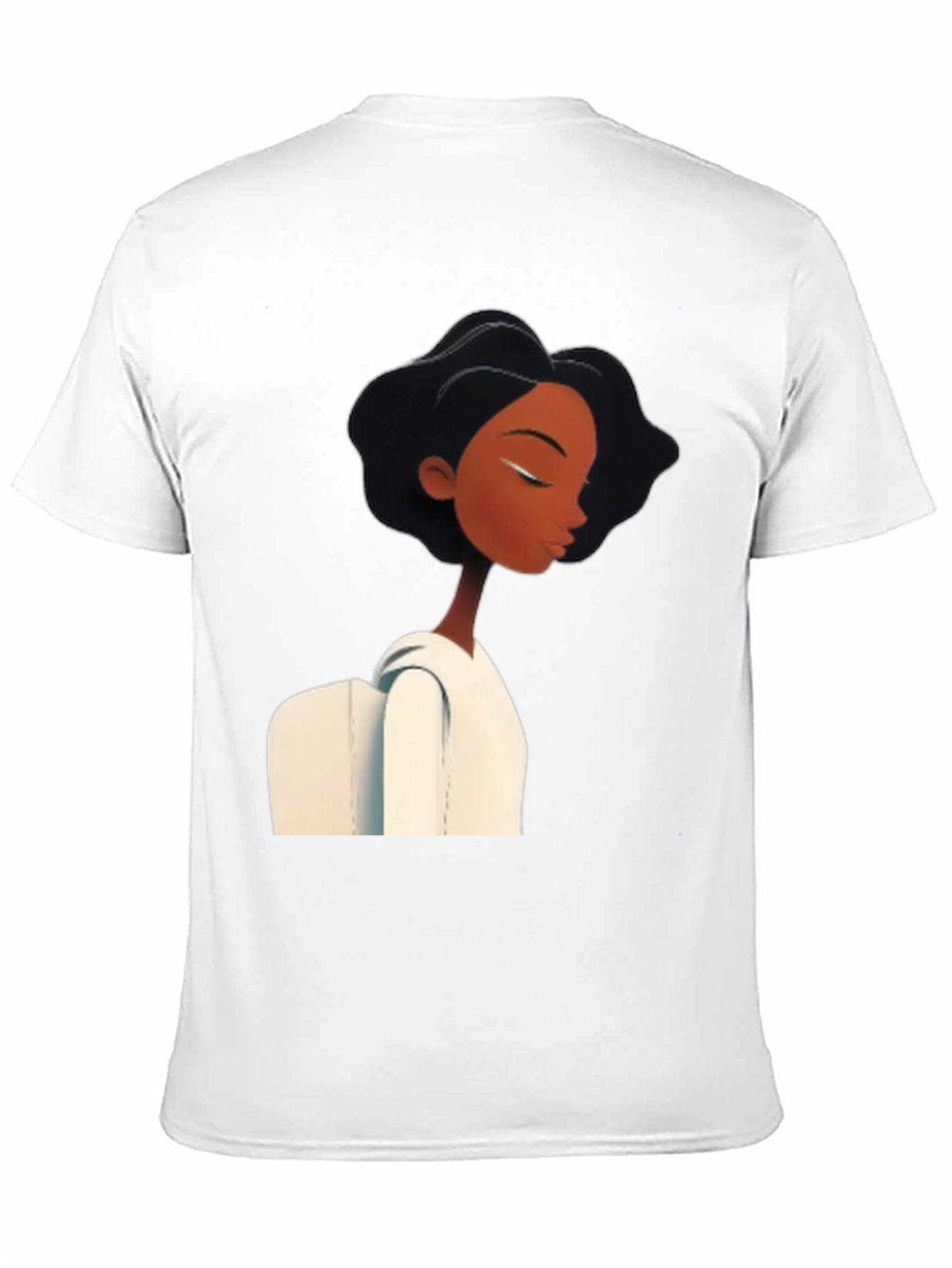 Stylish Black Graphic Tee - Woman with White Collar