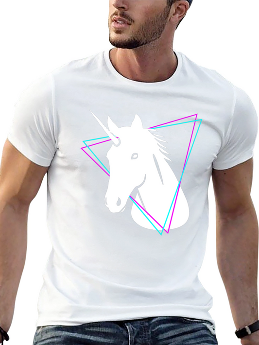 Unicorn Triangle Graphic Tee - Black Cotton T-Shirt
