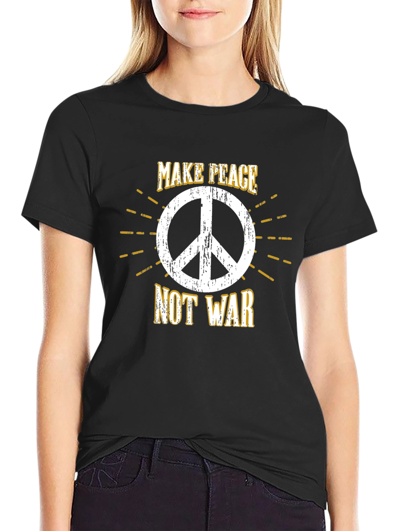 Make Peace Not War Graphic T-Shirt - Black