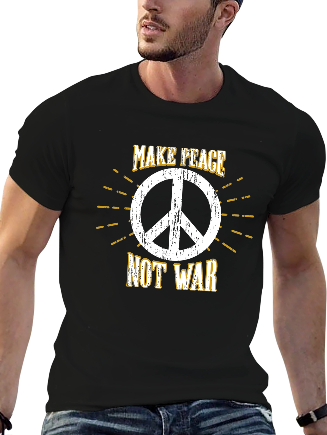 Make Peace Not War Graphic T-Shirt - Black