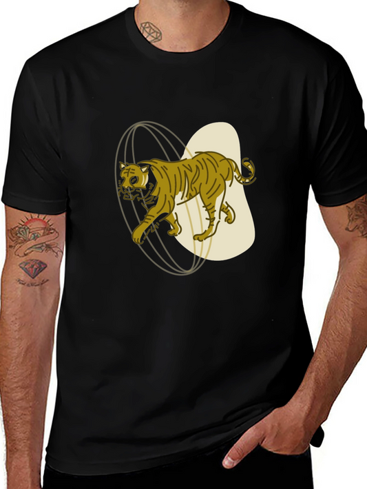 Stylish Tiger Graphic Tee - Black Cotton Blend Shirt