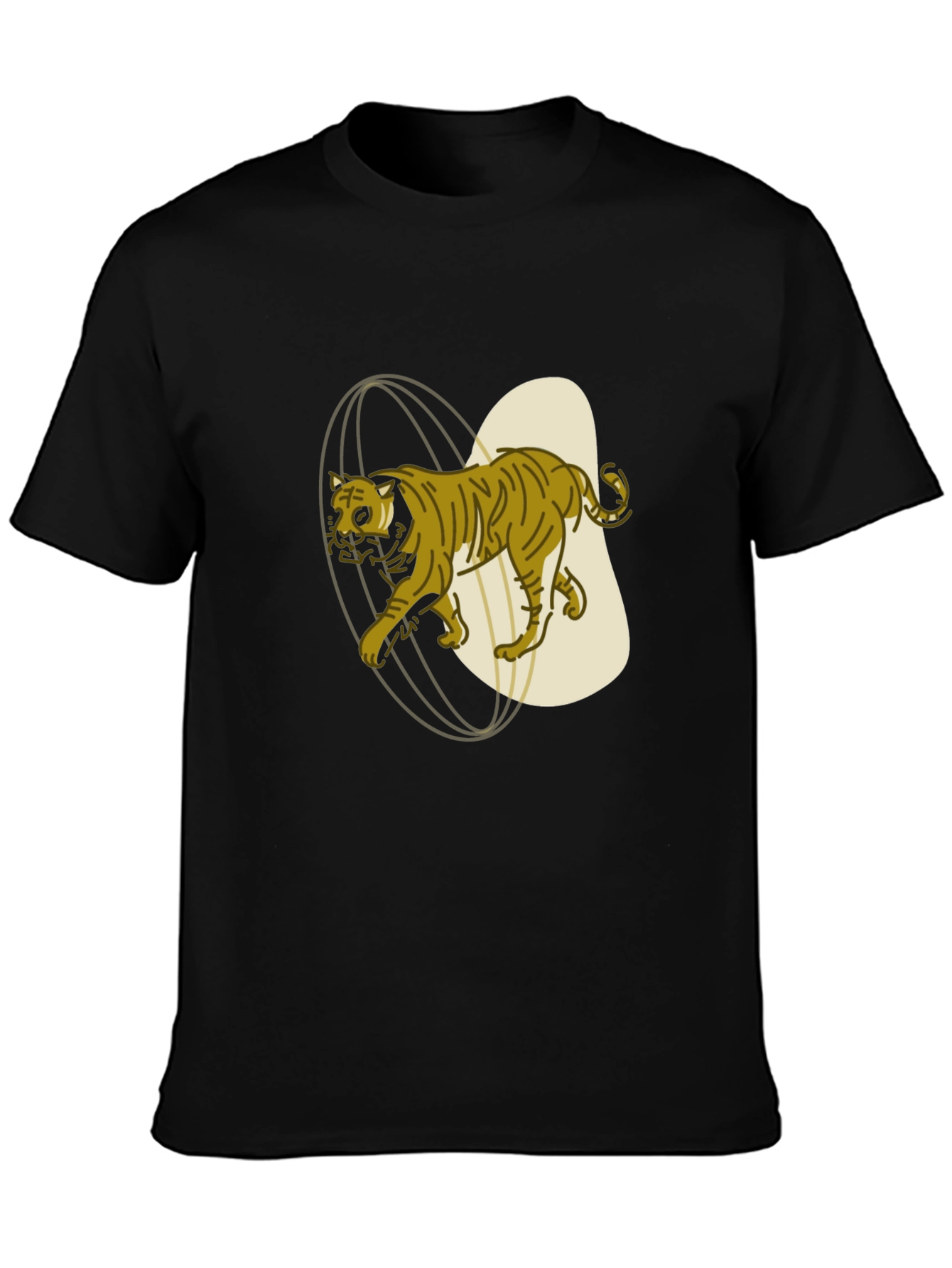Stylish Tiger Graphic Tee - Black Cotton Blend Shirt