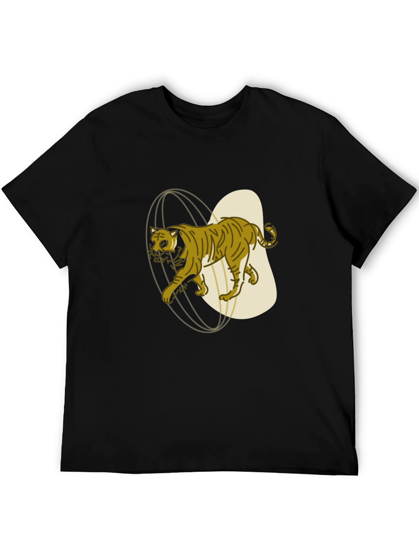 Stylish Tiger Graphic Tee - Black Cotton Blend Shirt