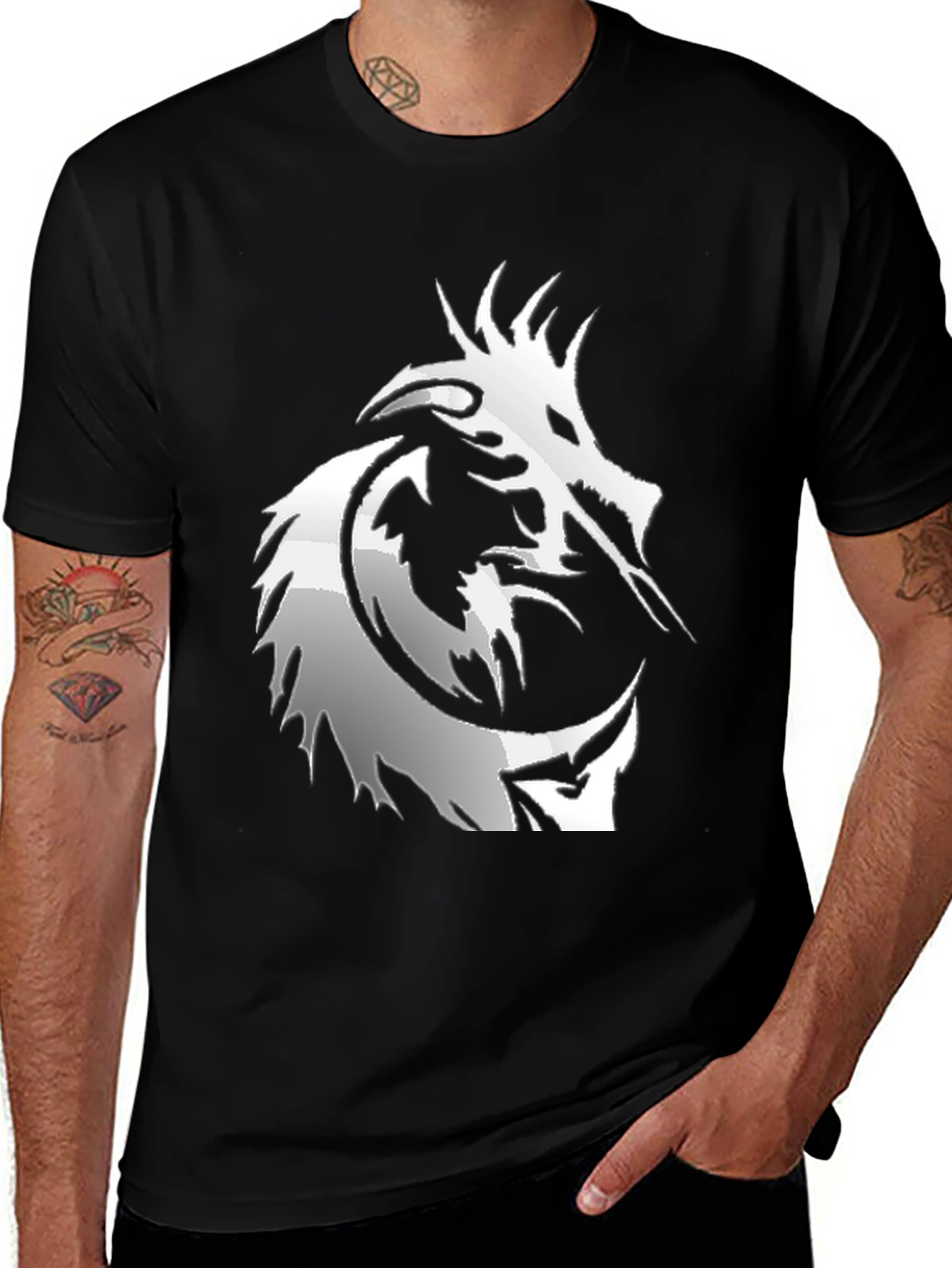Dragon Graphic Tee - Black Cotton T-Shirt