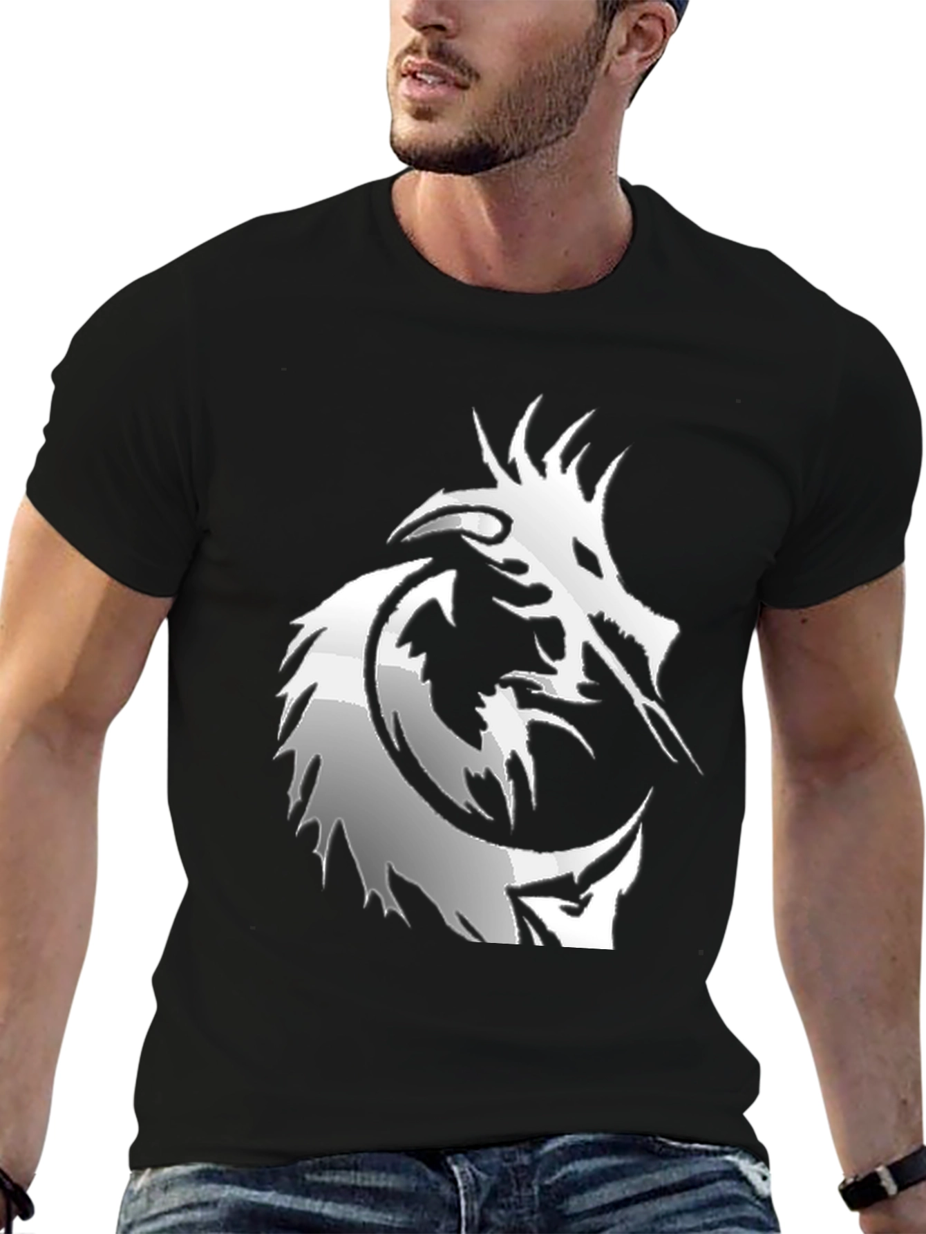 Dragon Graphic Tee - Black Cotton T-Shirt