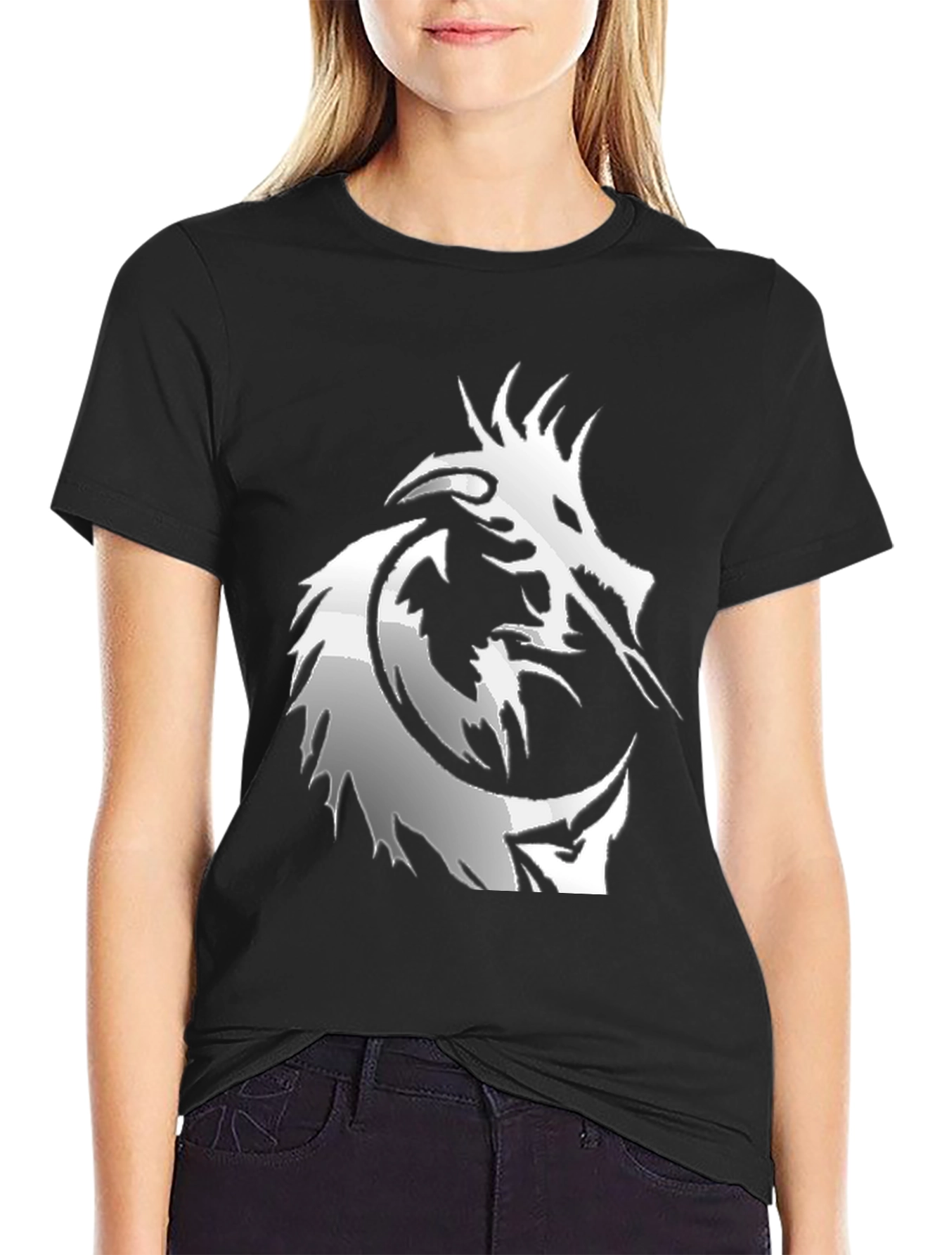 Dragon Graphic Tee - Black Cotton T-Shirt